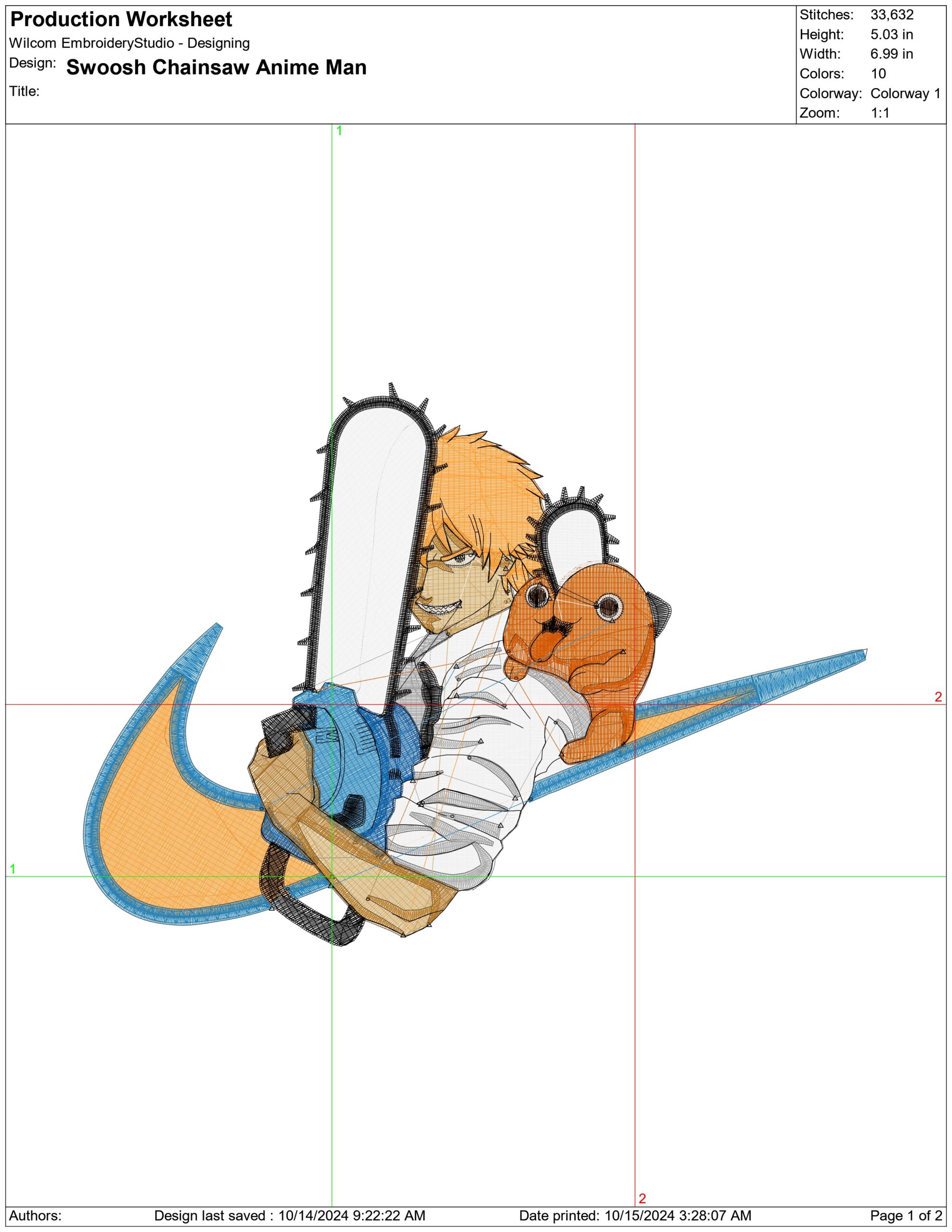 Nike Swoosh ChainSaw - Anime embroidery design - embroidery file - instant download — view 2