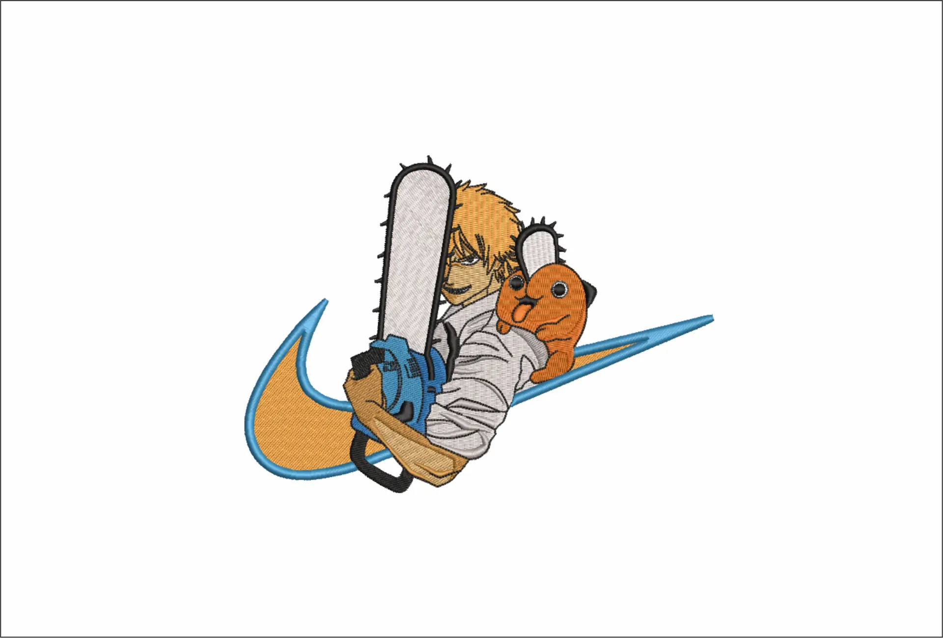Nike Swoosh ChainSaw - Anime embroidery design - embroidery file - instant download