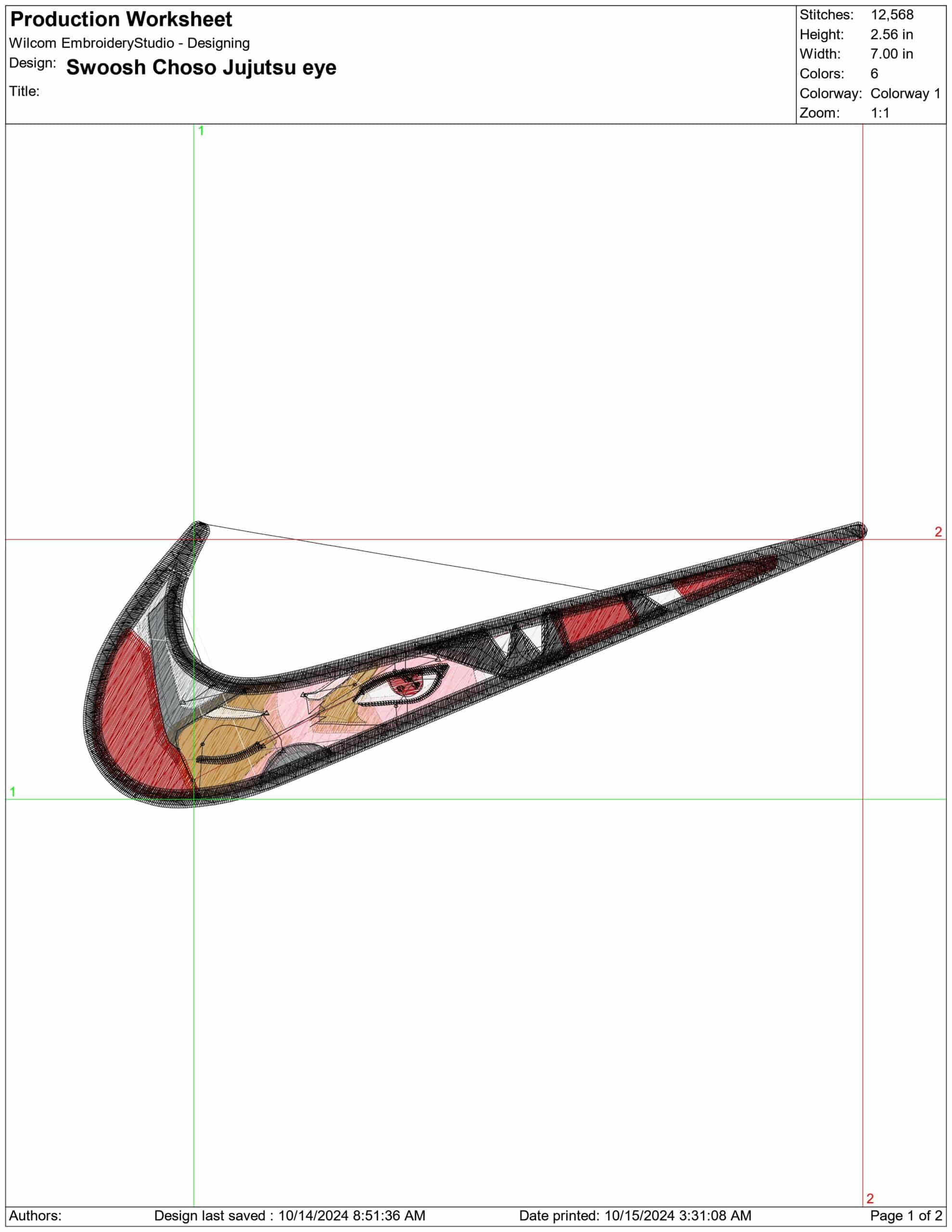 Nike Swoosh Choso Jujutsu - Anime embroidery design - embroidery file - instant download — view 2