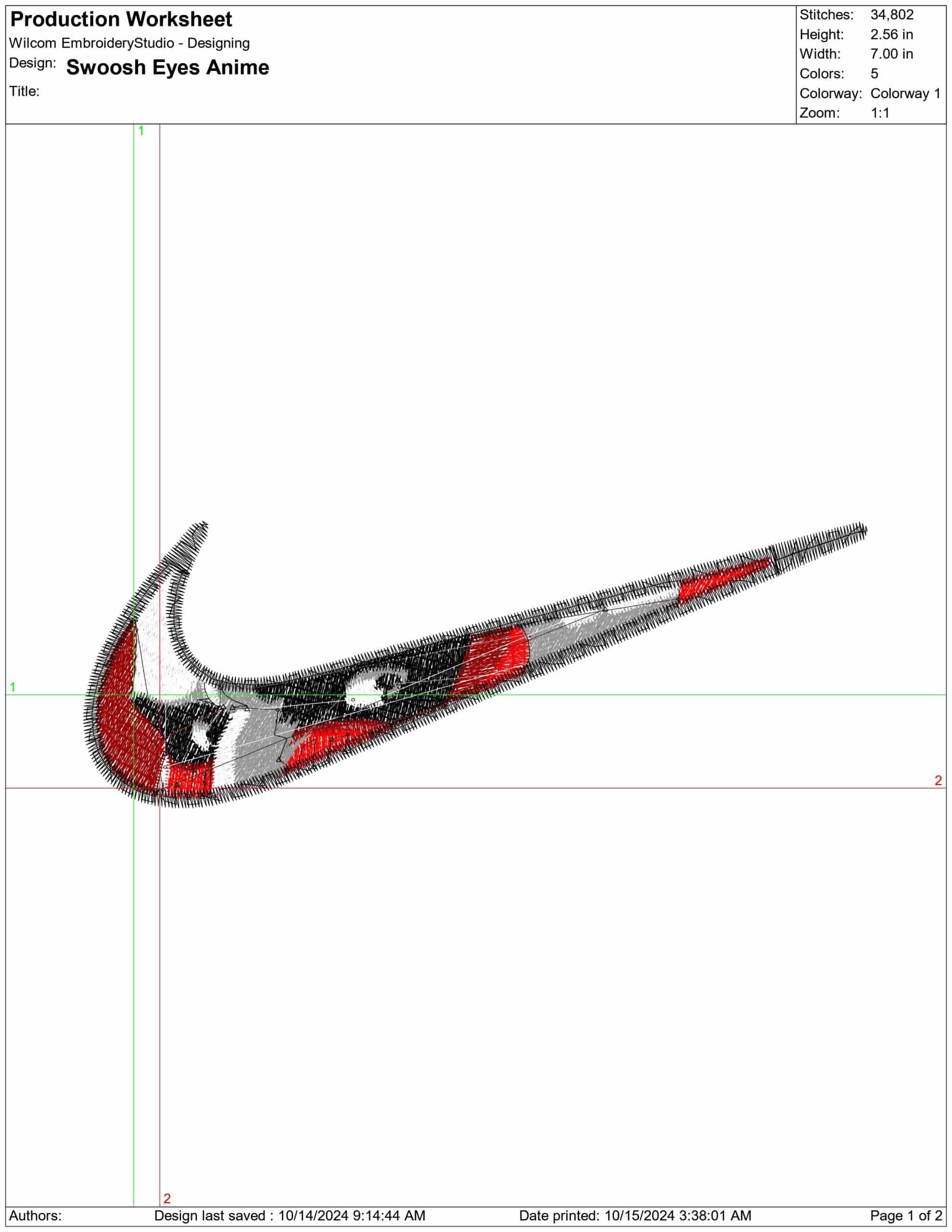 Nike Swoosh Eyes - Anime embroidery design - embroidery file - instant download — view 2