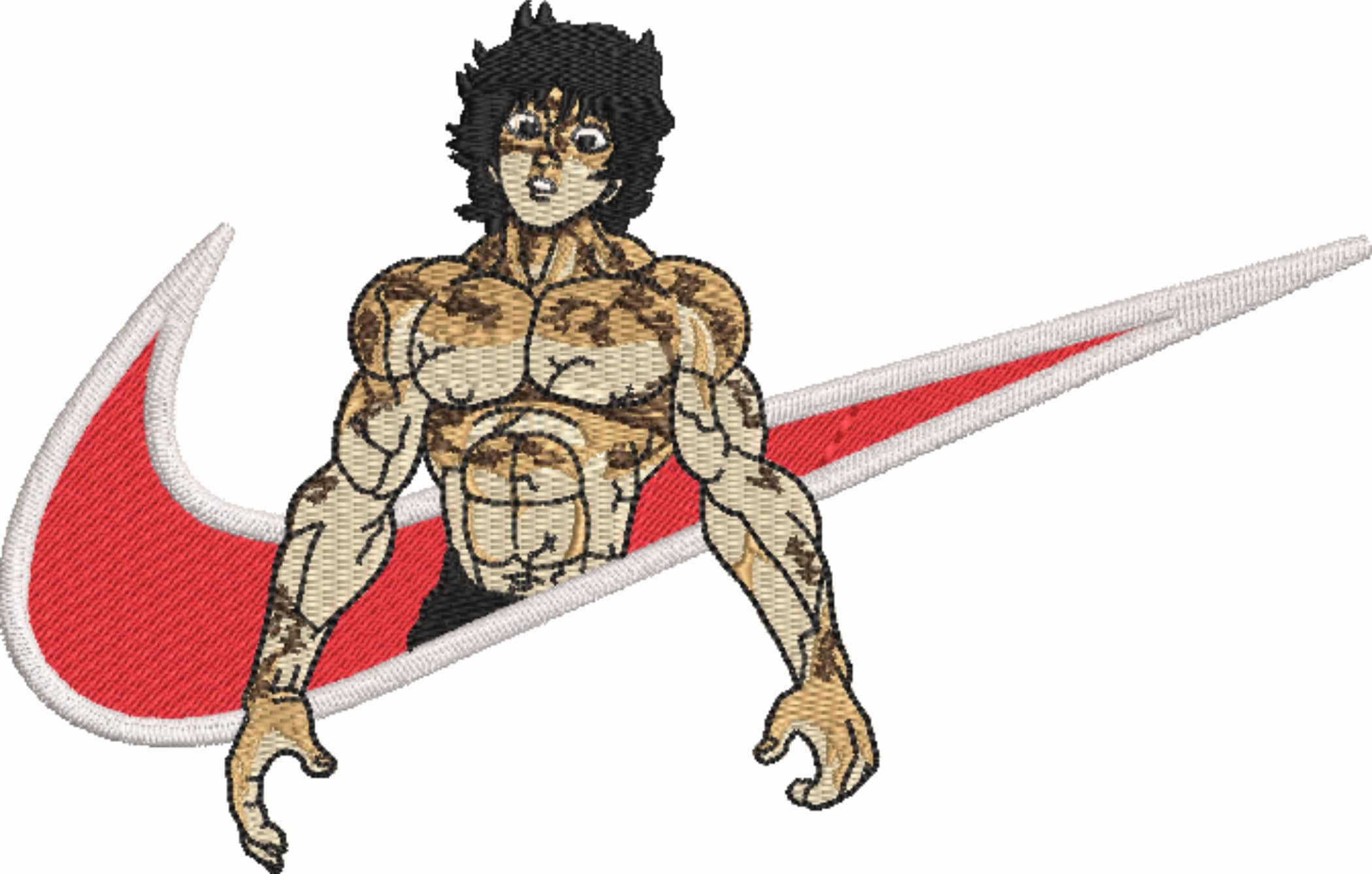 Nike Swoosh Hanma Baki - Anime embroidery design - embroidery file - instant download — view 3
