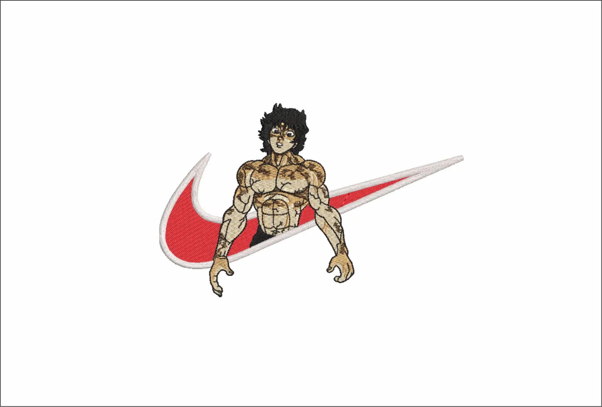 Nike Swoosh Hanma Baki - Anime embroidery design - embroidery file - instant download