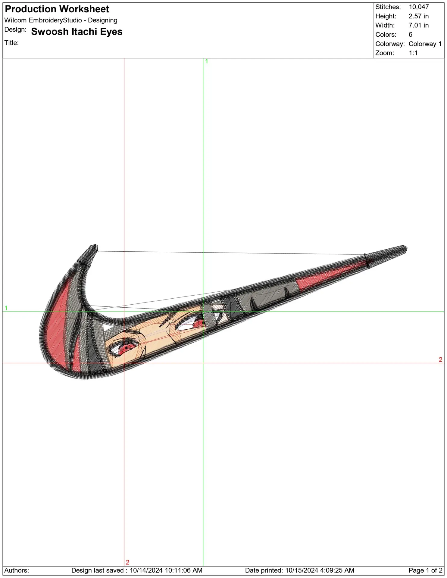 Nike Swoosh Itachi Eyes - Anime embroidery design - embroidery file - instant download — view 2