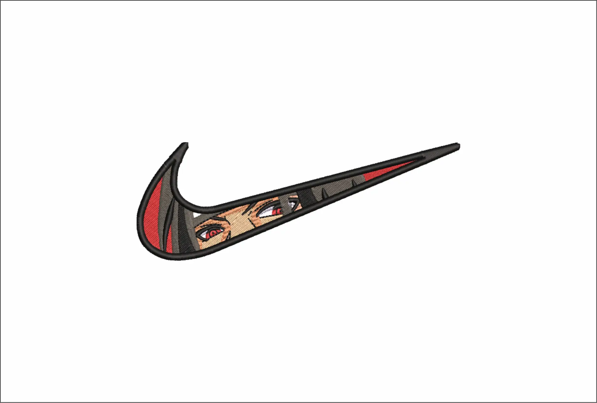 Nike Swoosh Itachi Eyes - Anime embroidery design - embroidery file - instant download