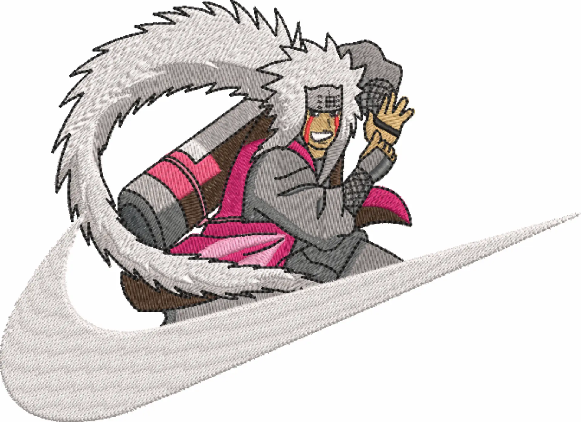 Nike Swoosh Jiraiya Naruto - Anime embroidery design - embroidery file - instant download — view 4