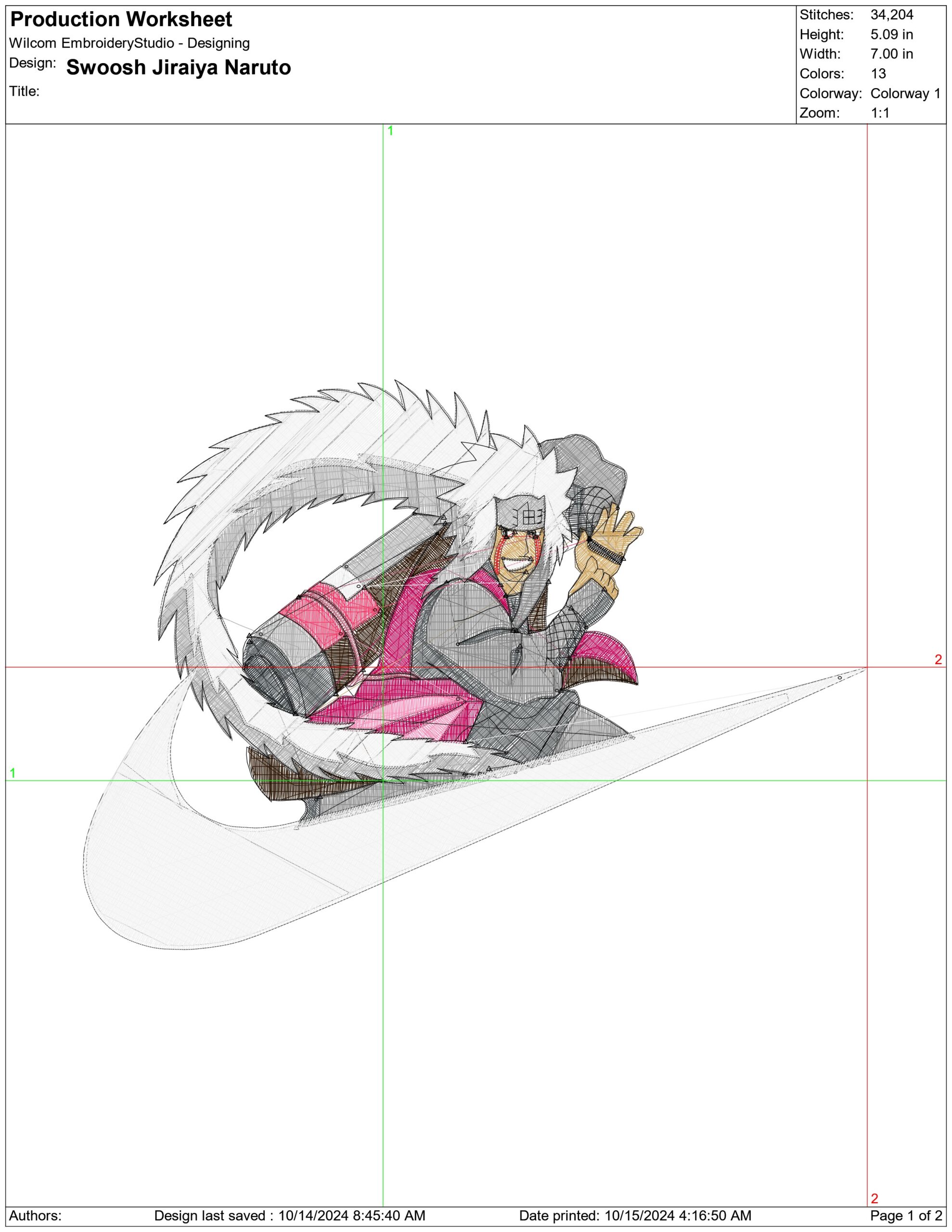 Nike Swoosh Jiraiya Naruto - Anime embroidery design - embroidery file - instant download — view 2