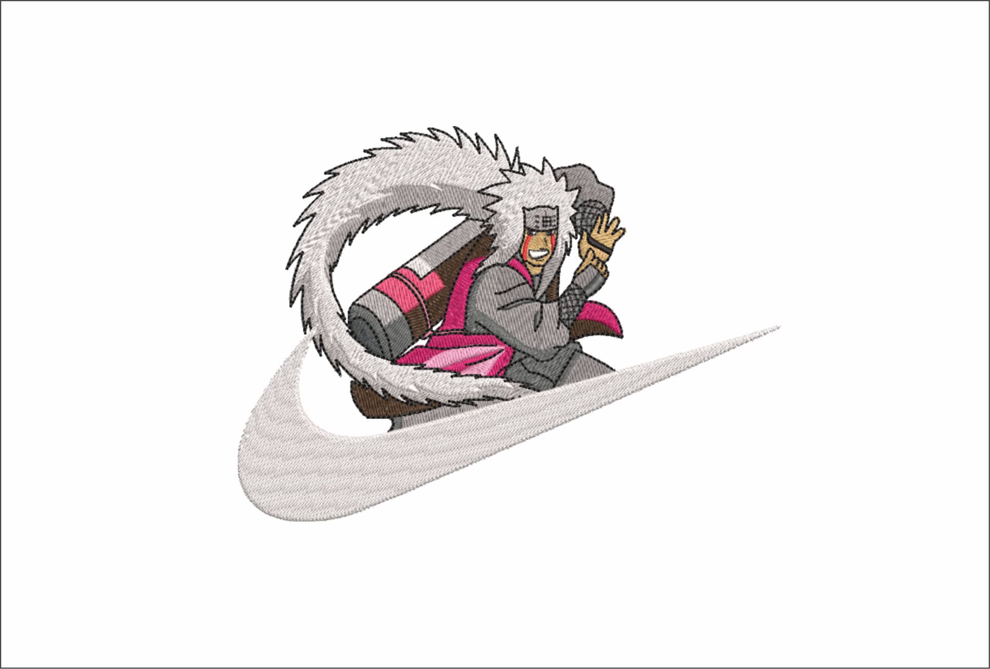 Nike Swoosh Jiraiya Naruto - Anime embroidery design - embroidery file - instant download