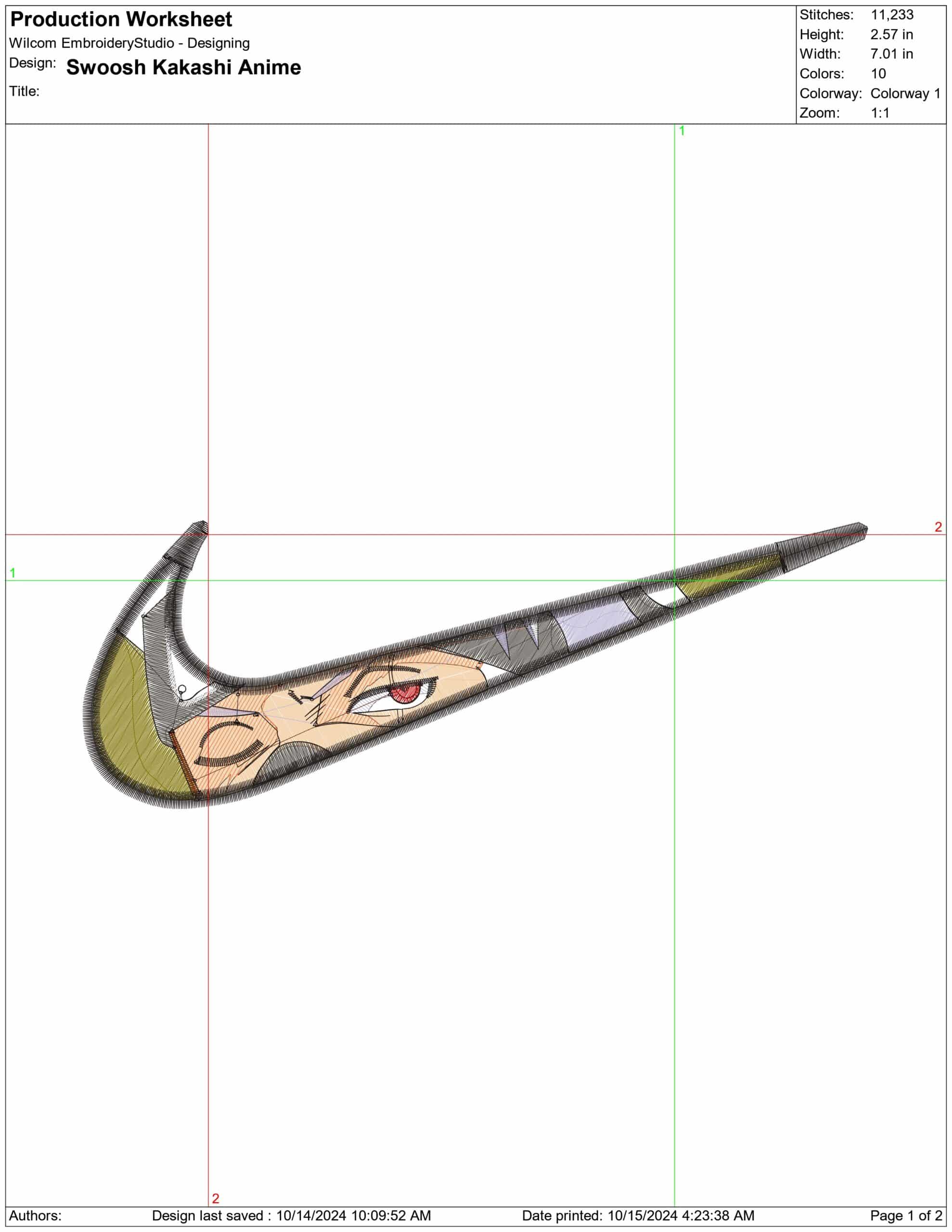 Nike Swoosh Kakashi - Anime embroidery design - embroidery file - instant download — view 2