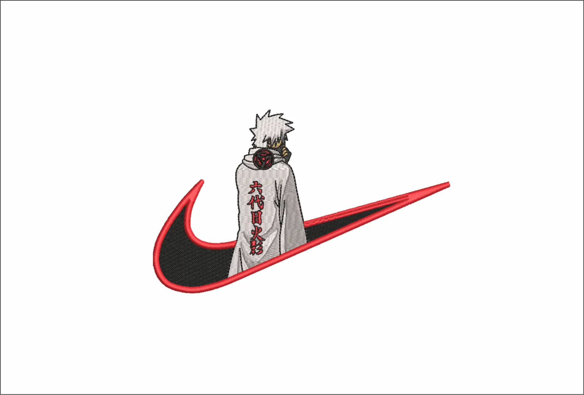 Nike Swoosh Kakashi Hatake - Anime embroidery design - embroidery file - instant download