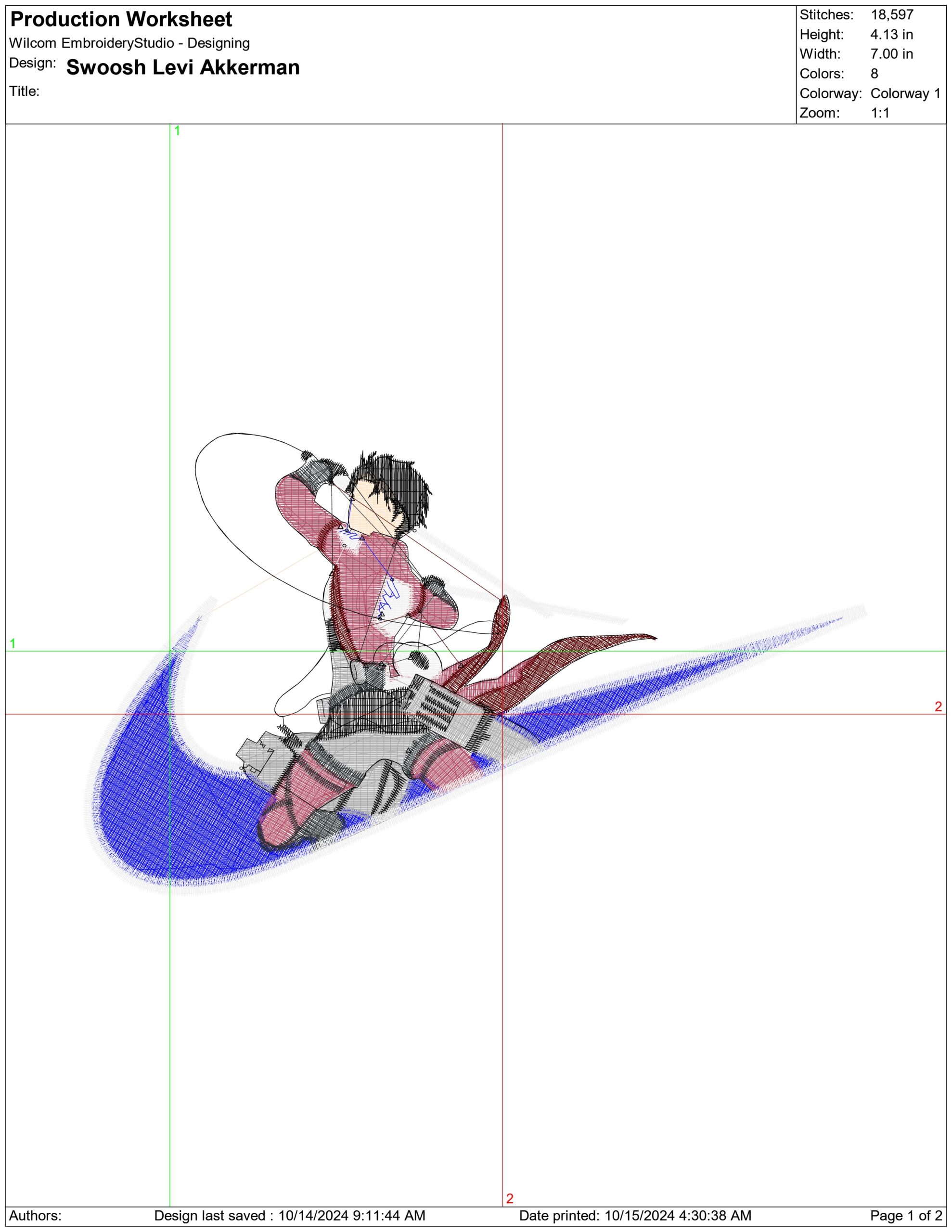 Nike Swoosh Levi Akkerman - Anime embroidery design - embroidery file - instant download — view 2