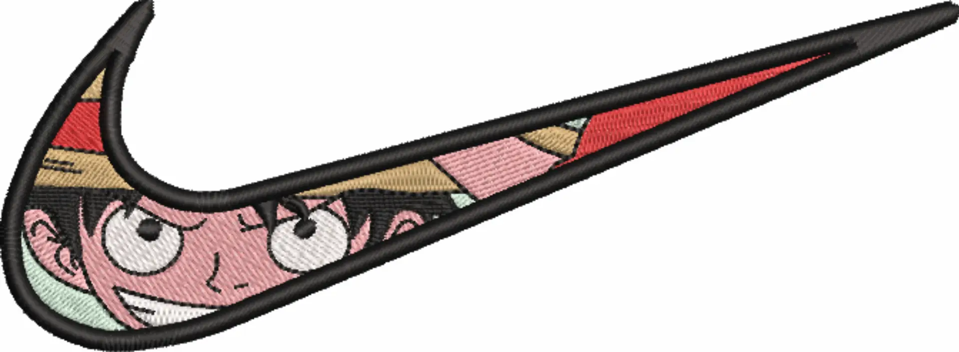 Nike Swoosh Luffy Eyes - Anime embroidery design - embroidery file - instant download — view 4