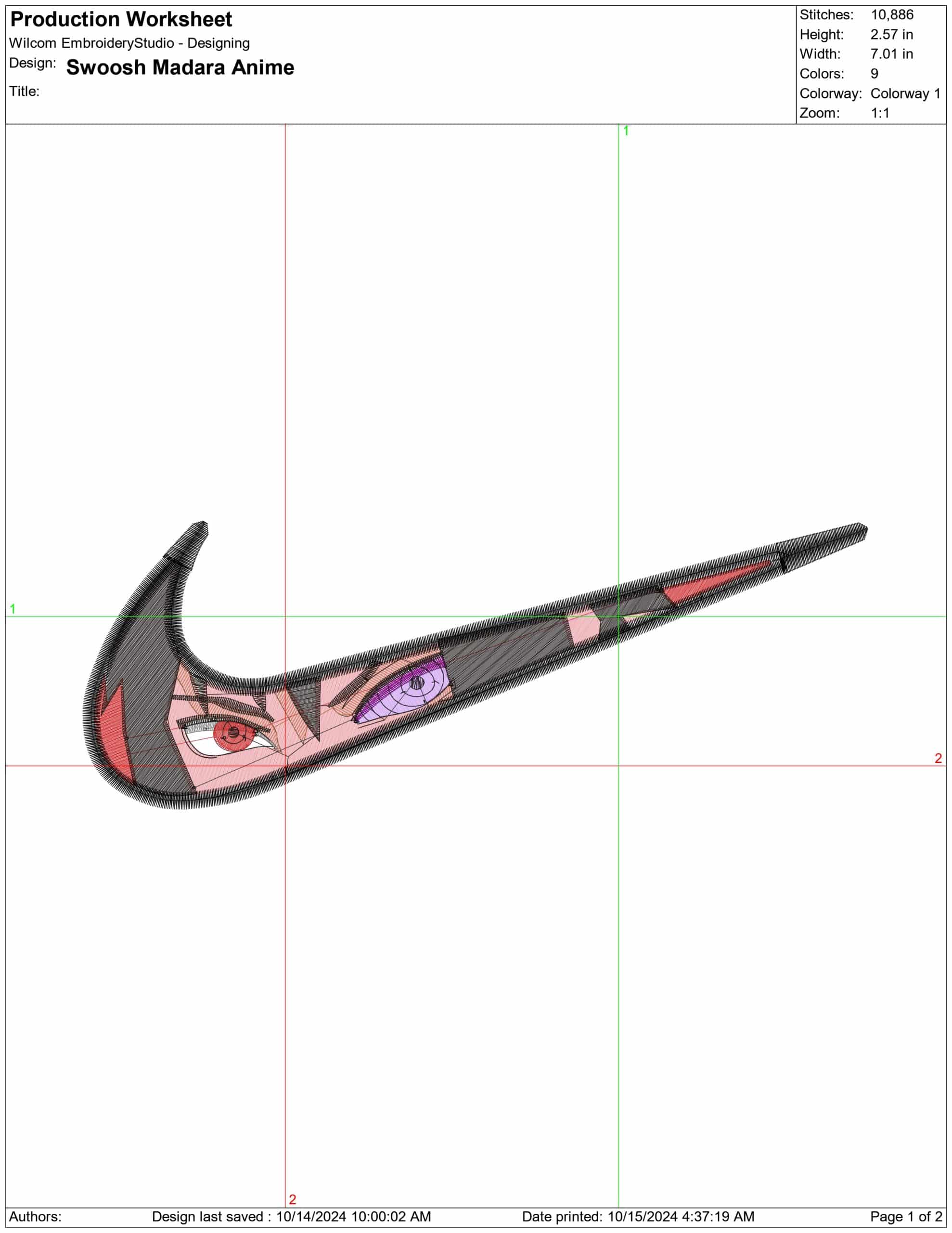 Nike Swoosh Madara Eye - Anime embroidery design - embroidery file - instant download — view 2
