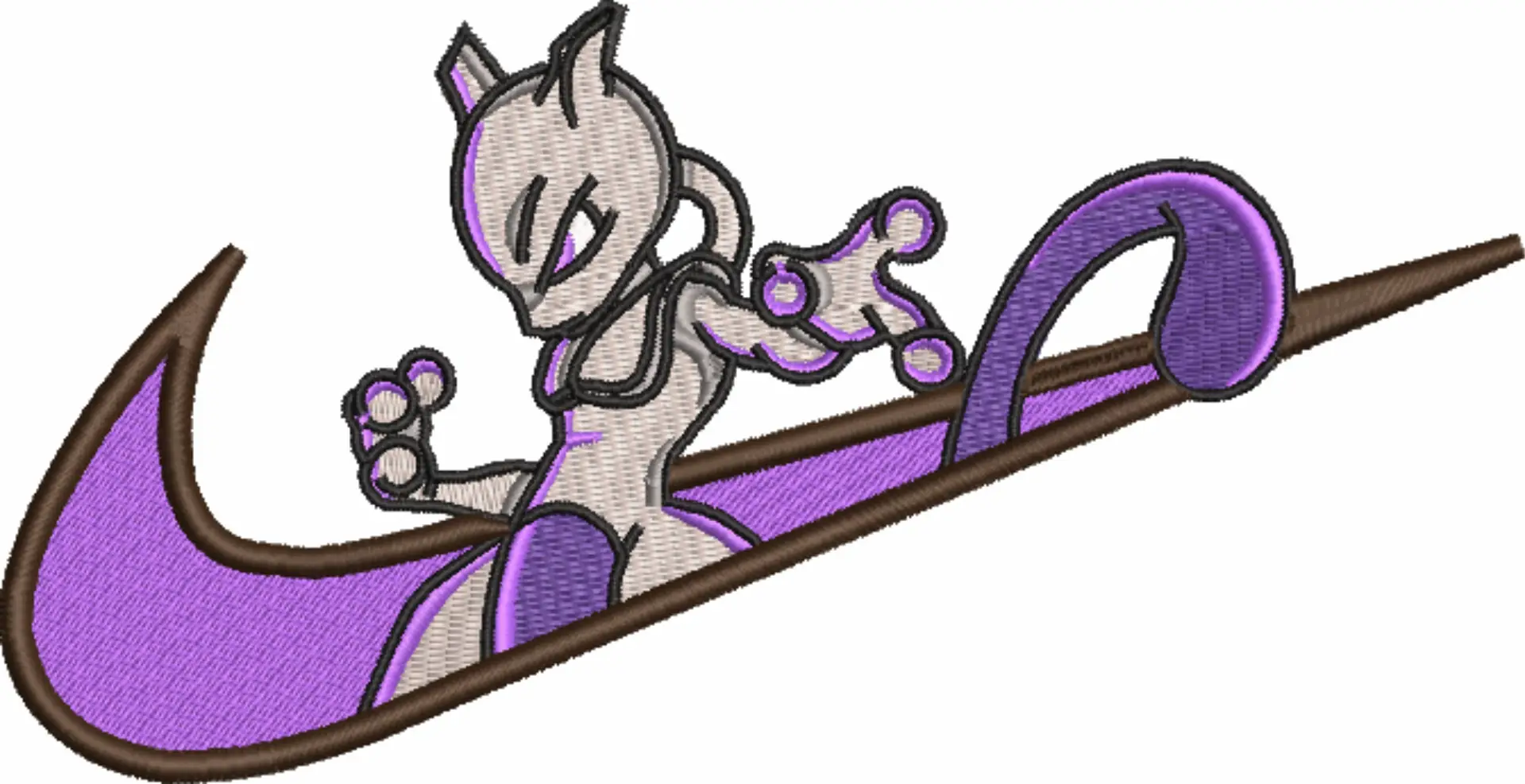Nike Swoosh Mewtwo - Anime embroidery design - embroidery file - instant download — view 4
