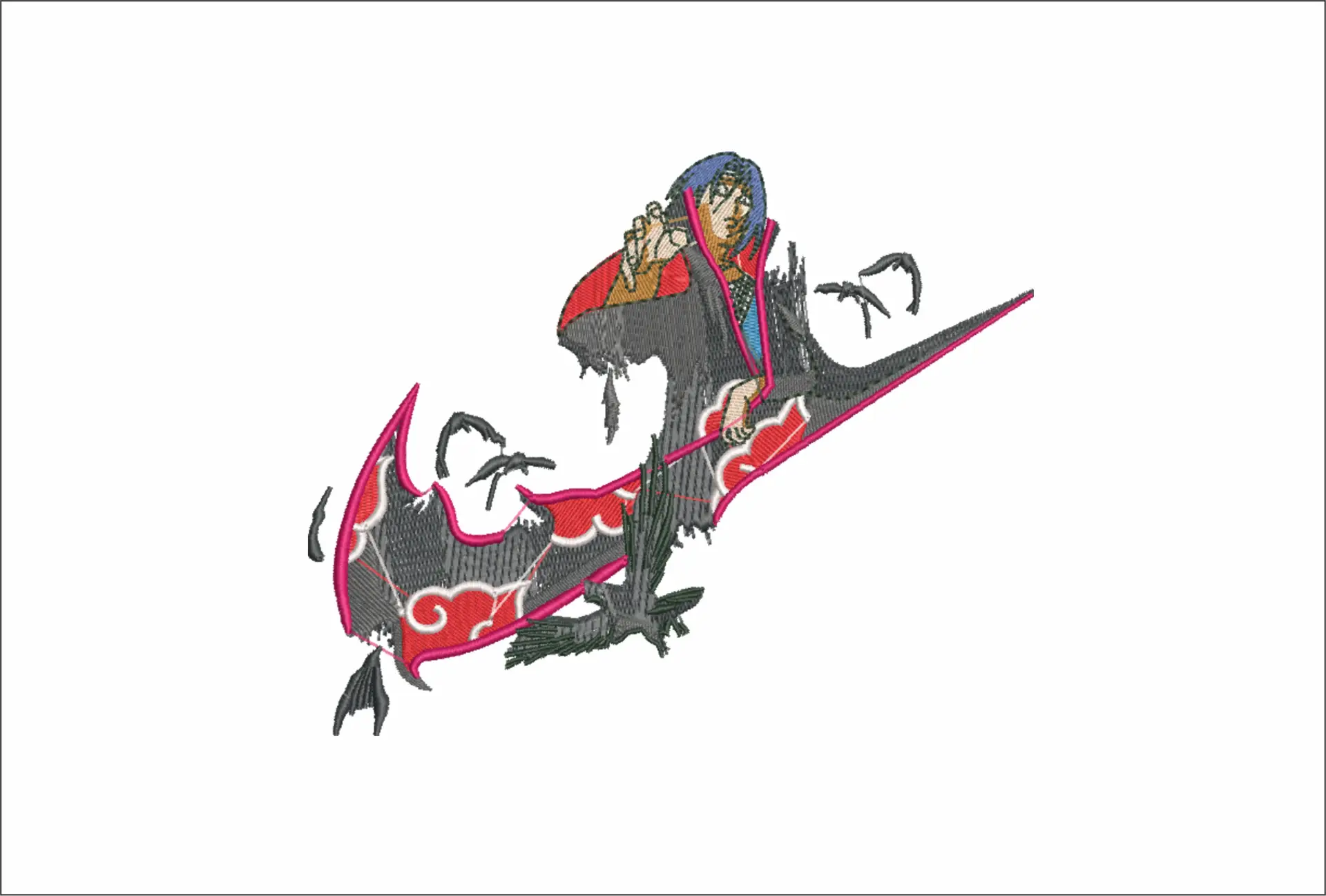 Nike Swoosh Naruto - Anime embroidery design - embroidery file - instant download