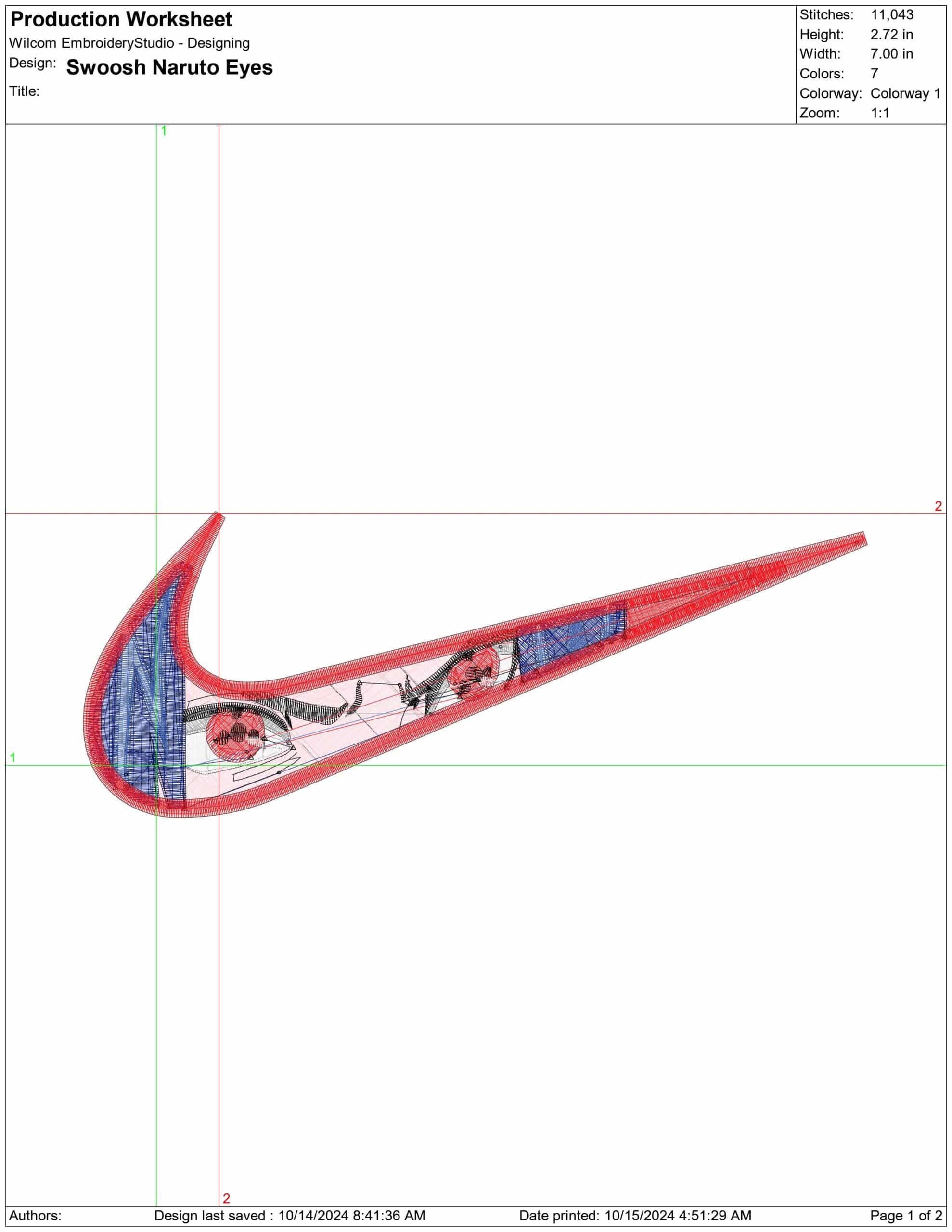 Nike Swoosh Naruto eyes - Anime embroidery design - embroidery file - instant download — view 2