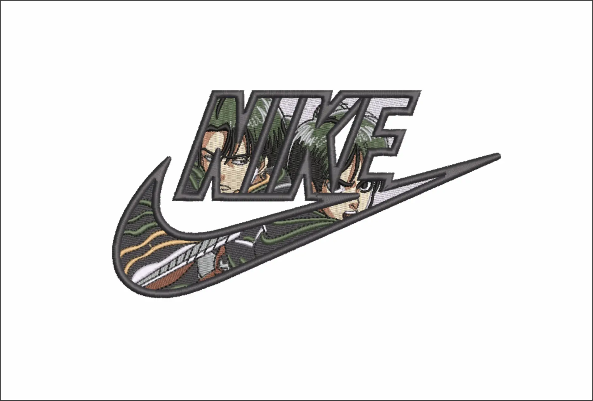 Nike Swoosh Mass Anime eyes - Anime embroidery design - embroidery file - instant download