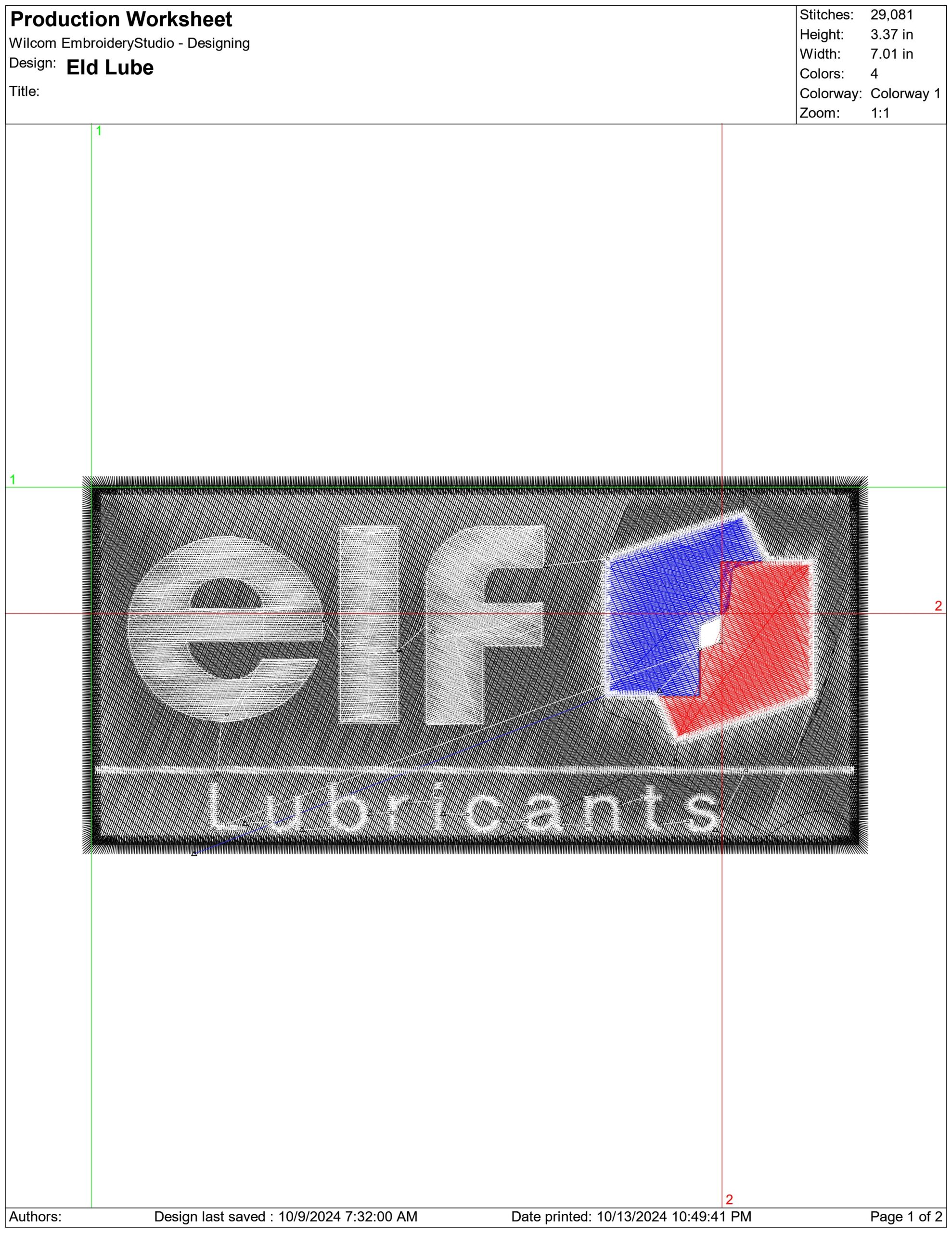 Elf Oil Lubricant Car Logo embroidery design -  Car embroidery design machine pattern - Car embroidery file - instant download — view 2