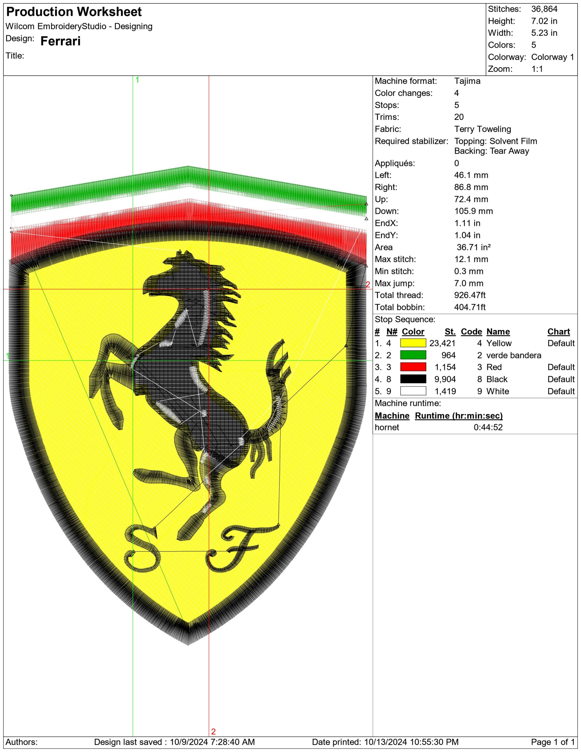 Ferrari Car Logo embroidery design -  Car embroidery design machine pattern - Car embroidery file - instant download — view 2