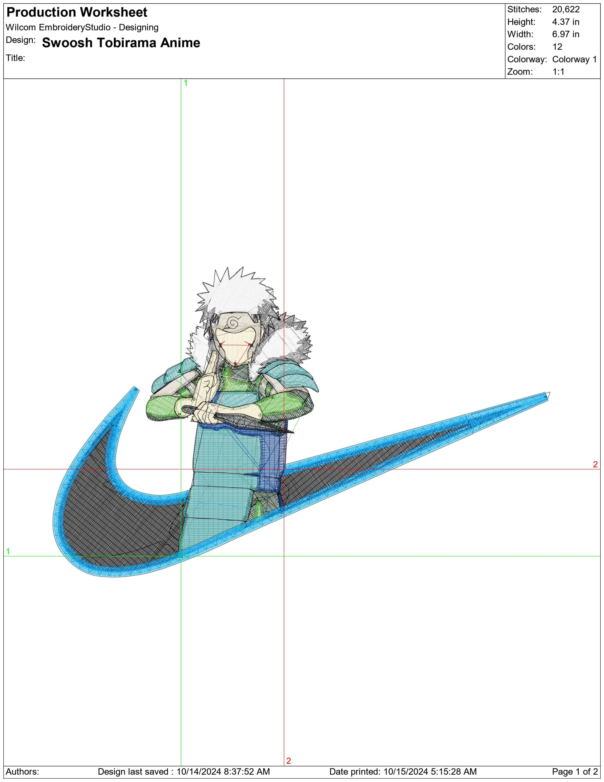 Nike Swoosh Tobirama - Anime embroidery design - embroidery file - instant download — view 2