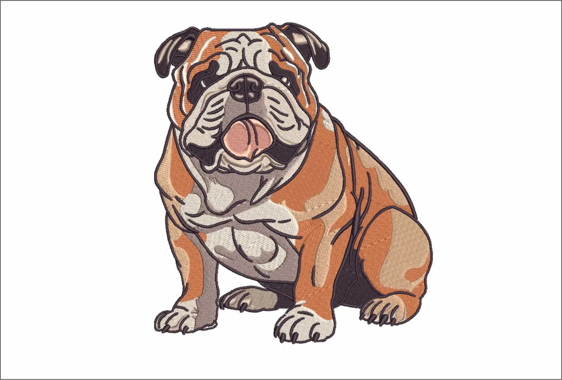 Bulldog Sitting down - dog embroidery designs - embroidery file - instant download