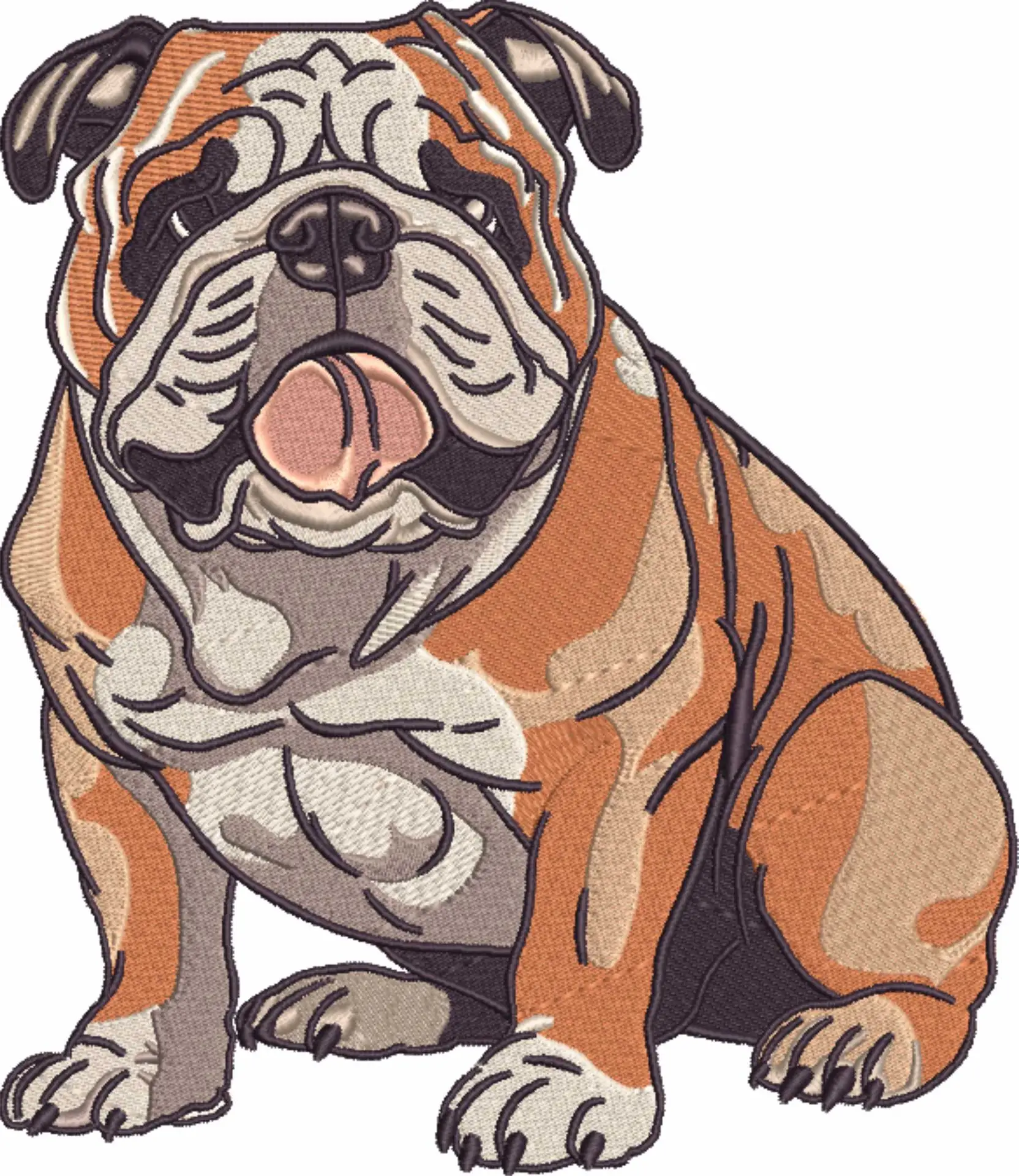 Bulldog Sitting down - dog embroidery designs - embroidery file - instant download — view 4