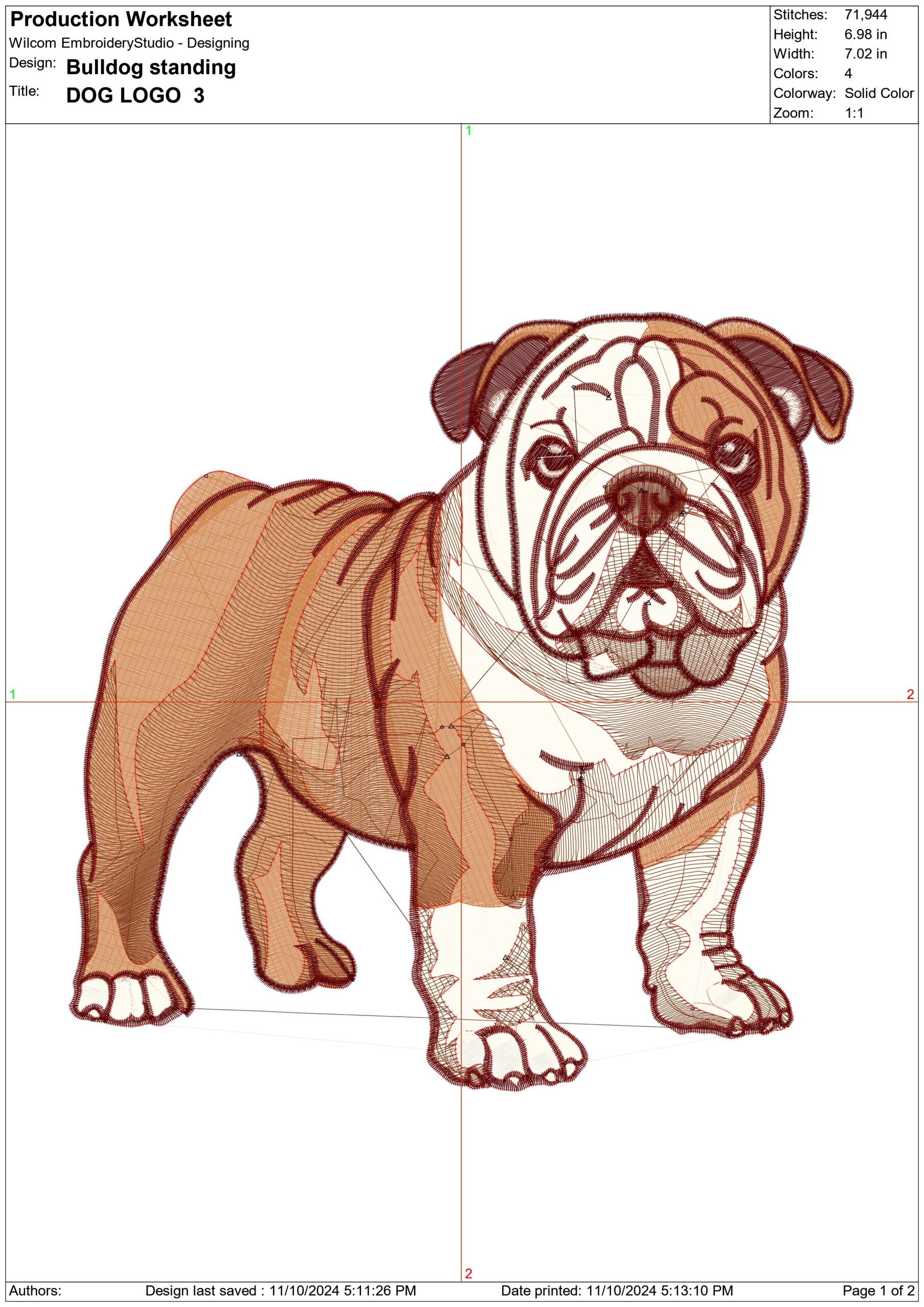 Bulldog Standing - dog embroidery designs - embroidery file - instant download — view 2