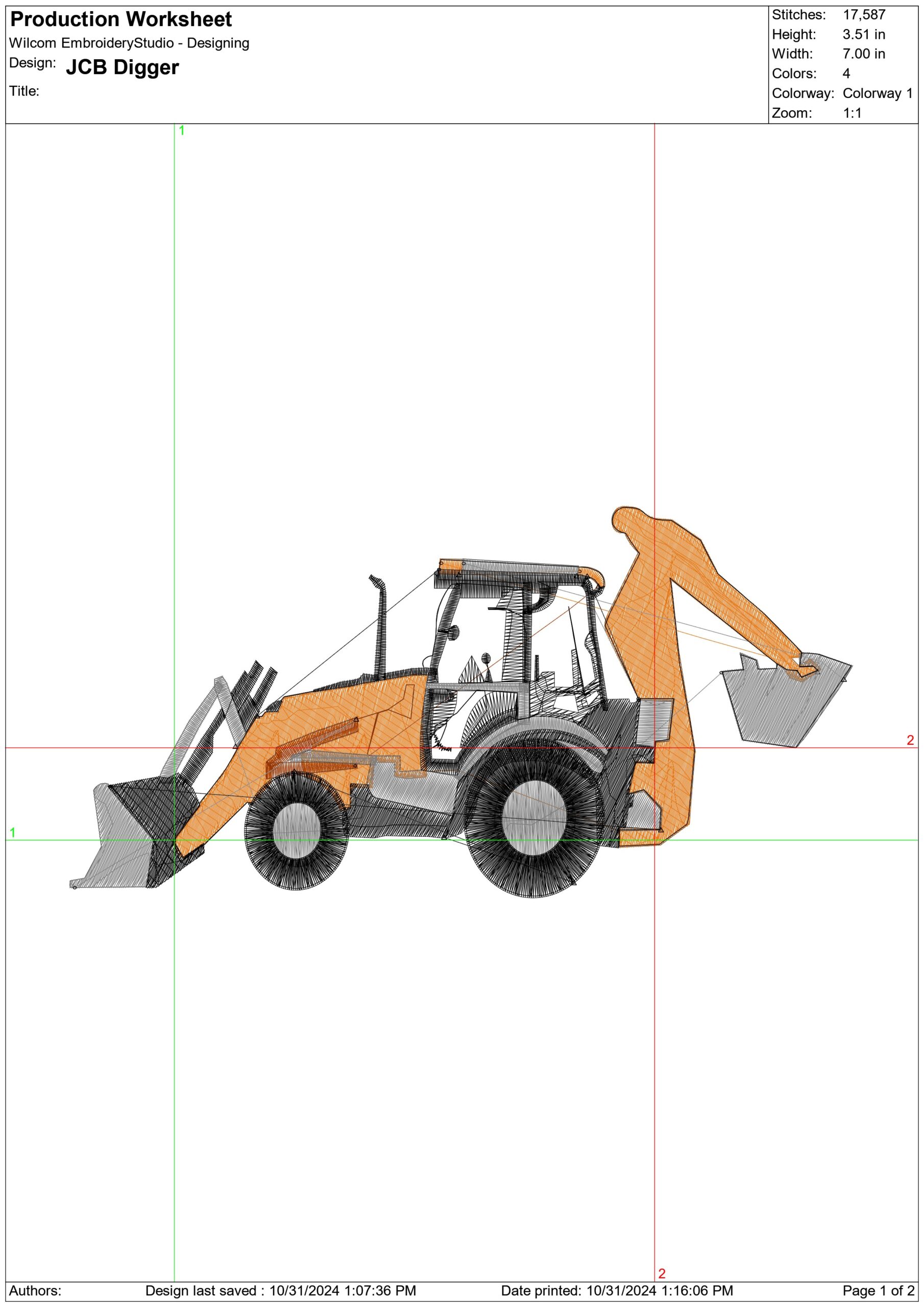 JCB Digger embroidery design -  Car embroidery design machine pattern - Car embroidery file - instant download — view 2
