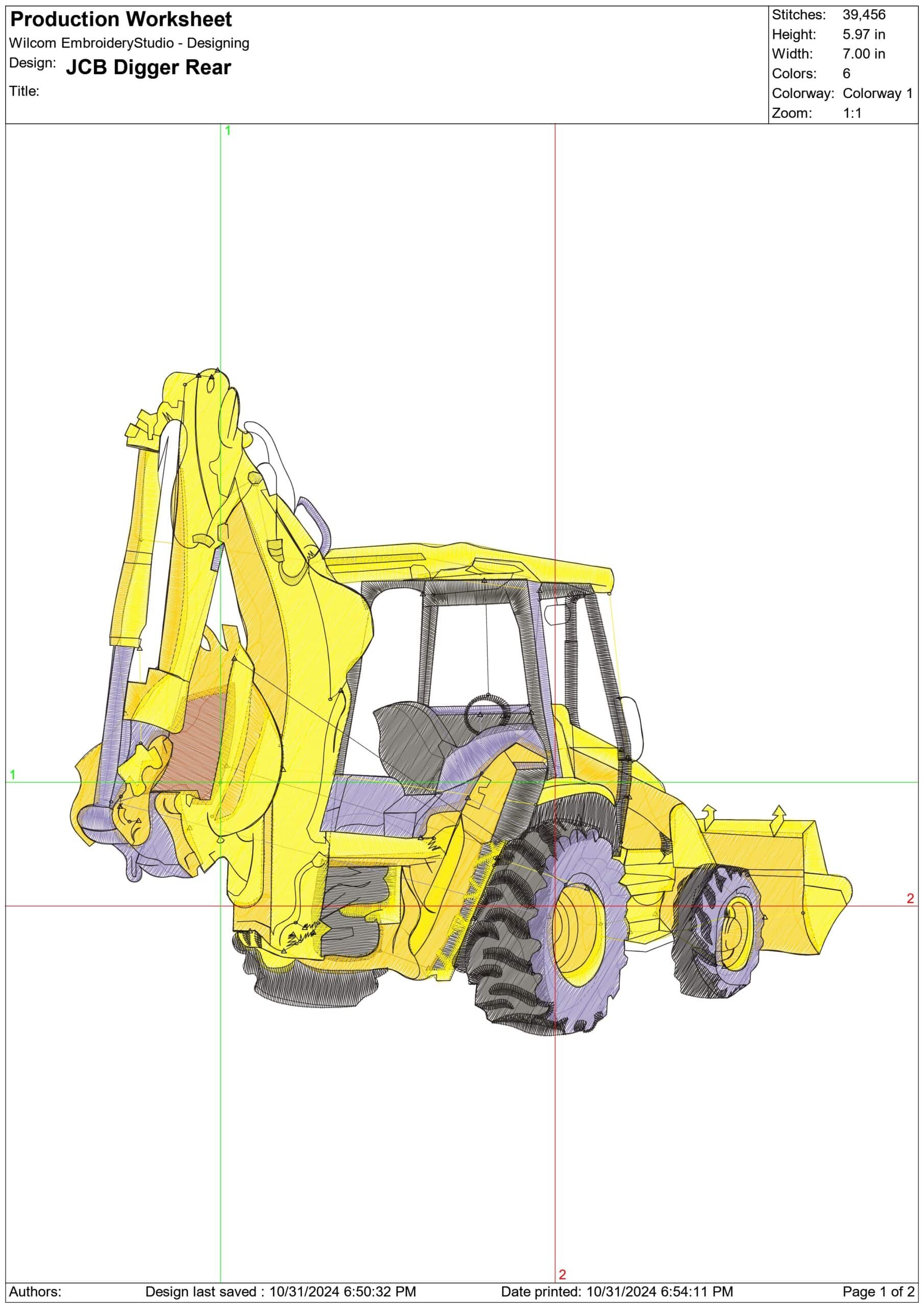 JCB Digger Rear embroidery design -  Car embroidery design machine pattern - Car embroidery file - instant download — view 2