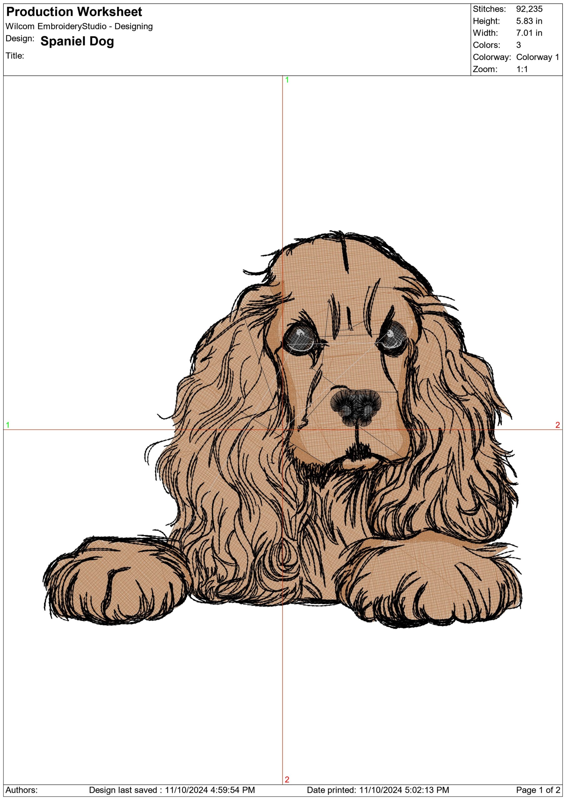 Dog Spaniel - dog embroidery designs - embroidery file - instant download — view 2