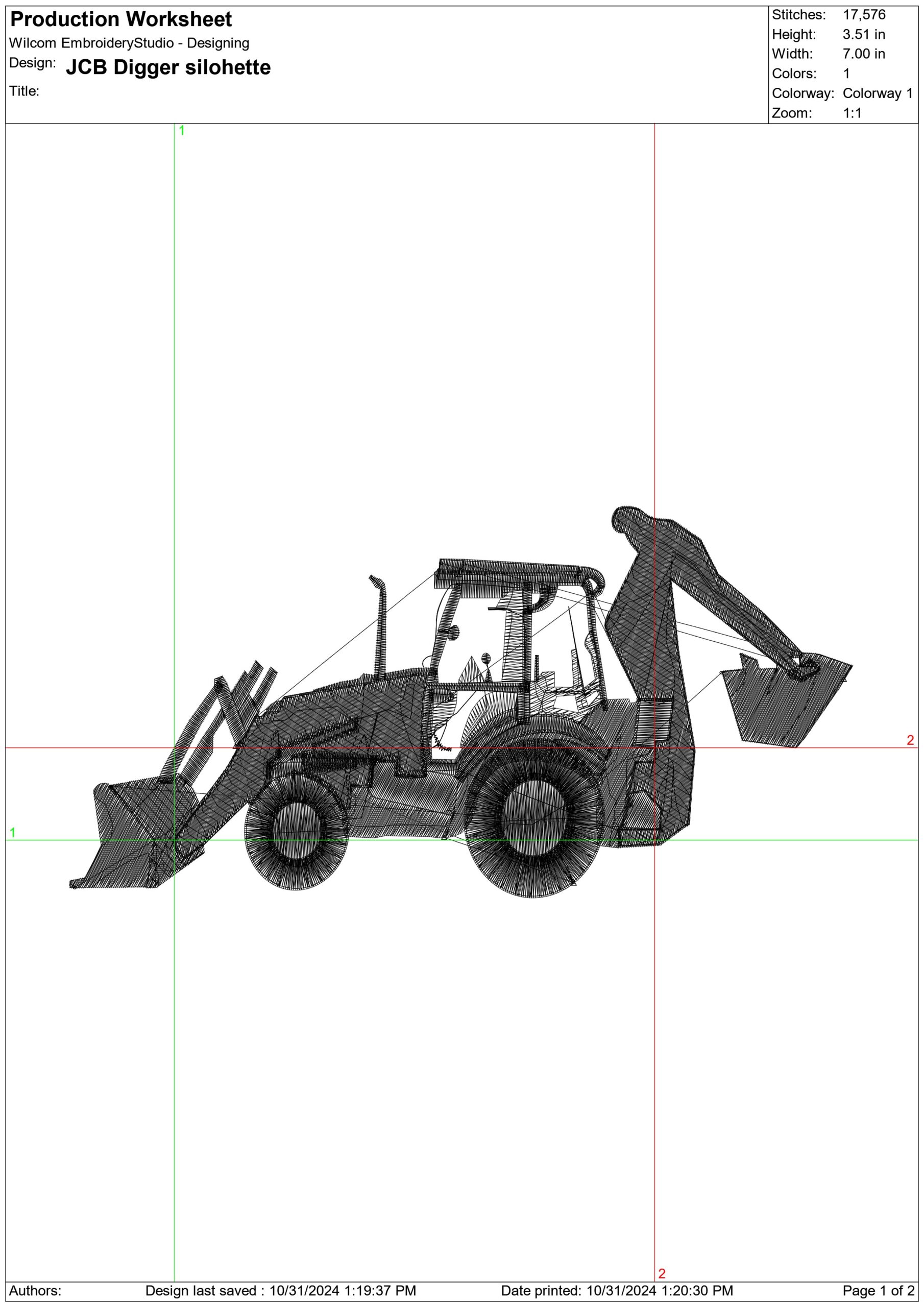 JCB Digger Silhouette embroidery design -  Car embroidery design machine pattern - Car embroidery file - instant download — view 2