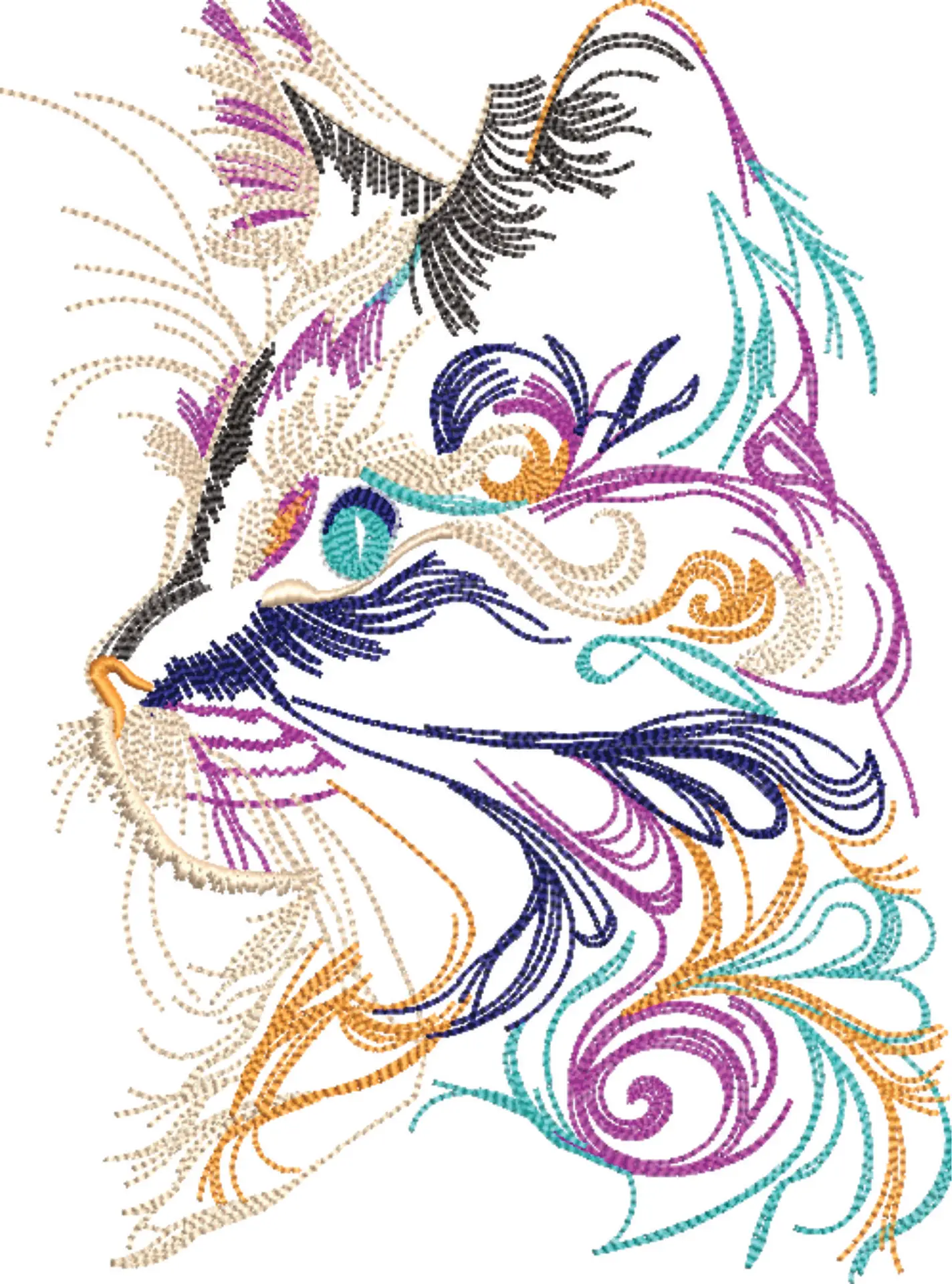 Cat Head Outline - Cat embroidery designs - embroidery file - instant download — view 4