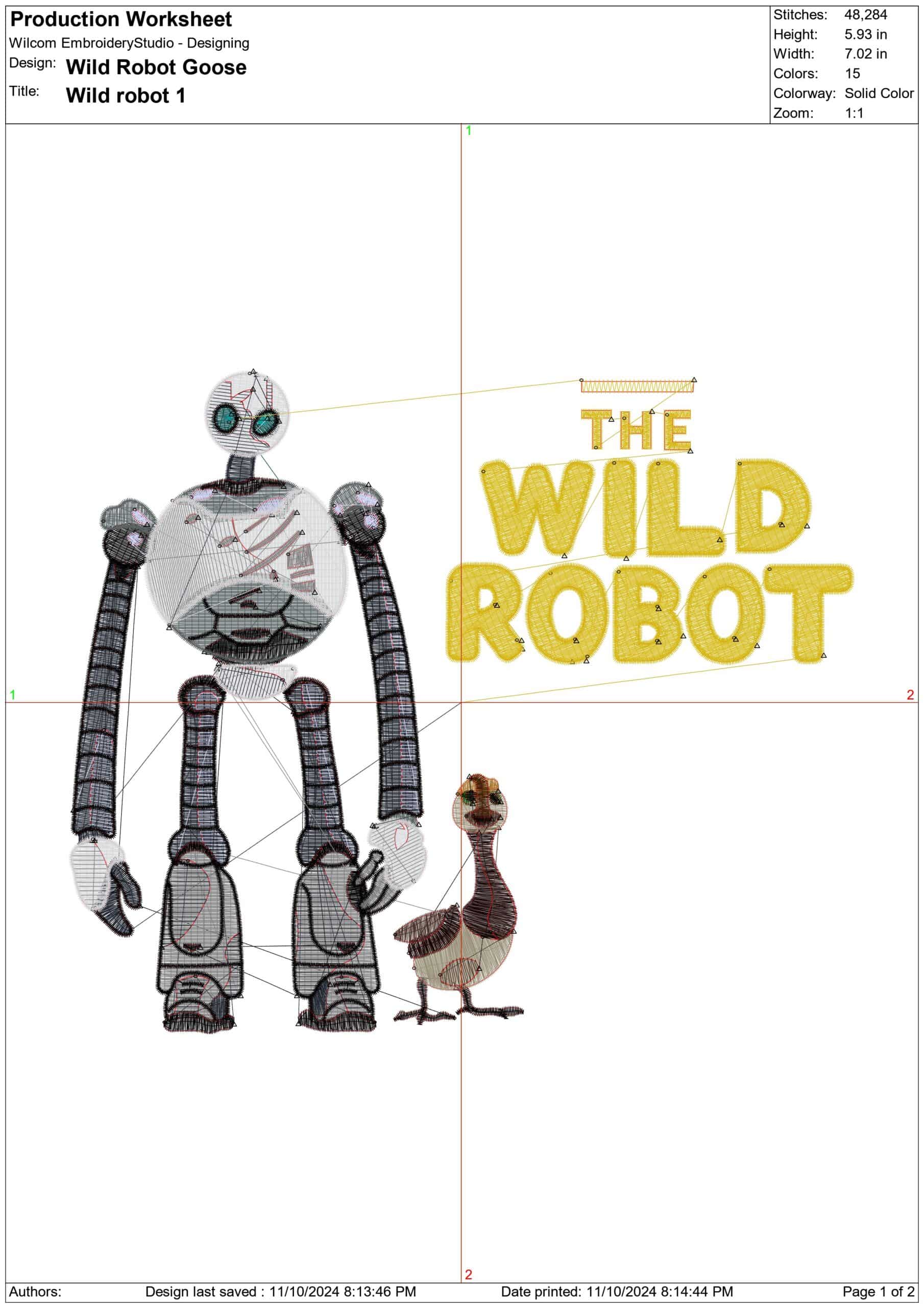 The Wild Robot with Goose - Cartoon embroidery designs - embroidery file - instant download — view 2