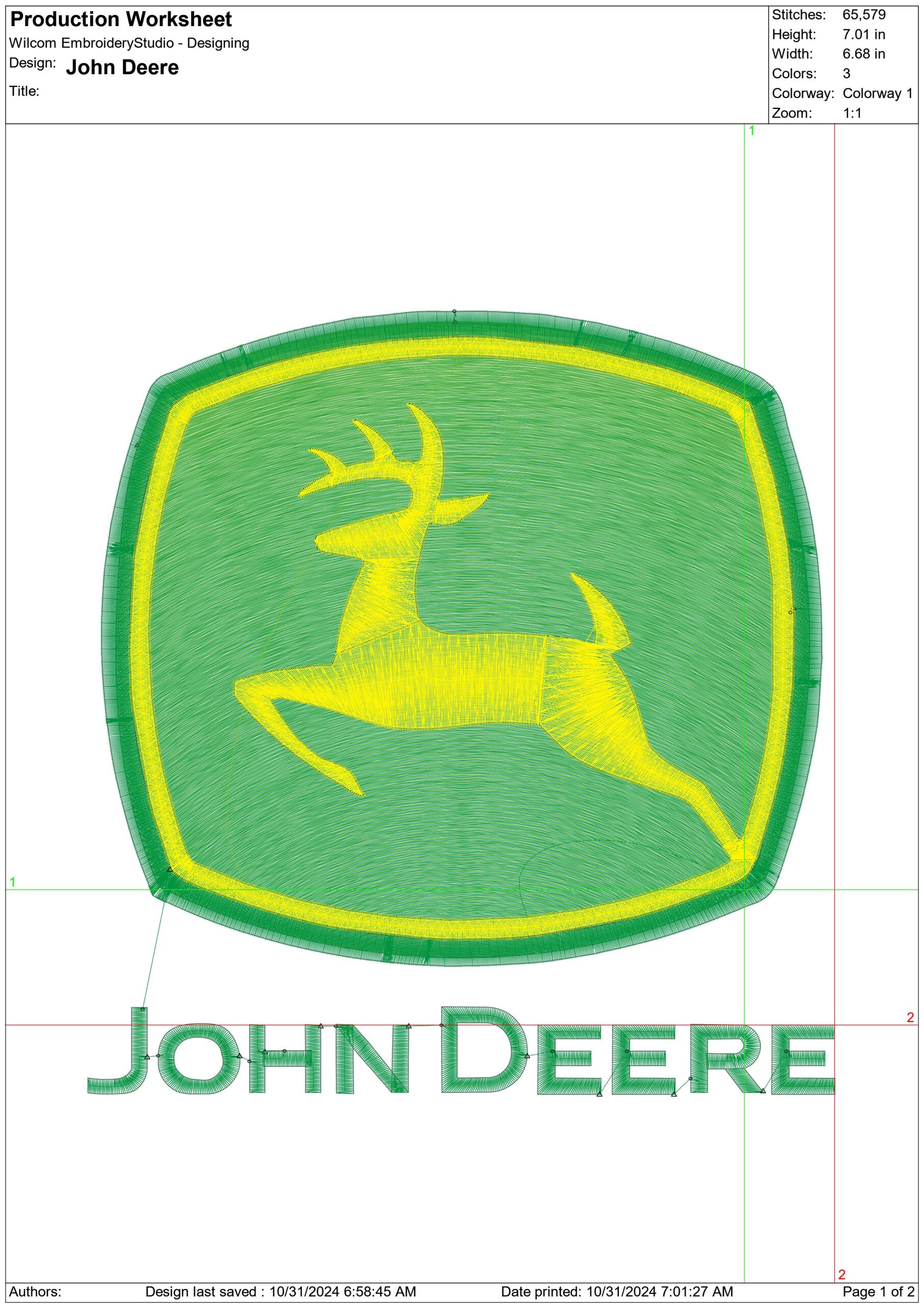 John Deere Tractors Logo embroidery design -  Car embroidery design machine pattern - Car embroidery file - instant download — view 2