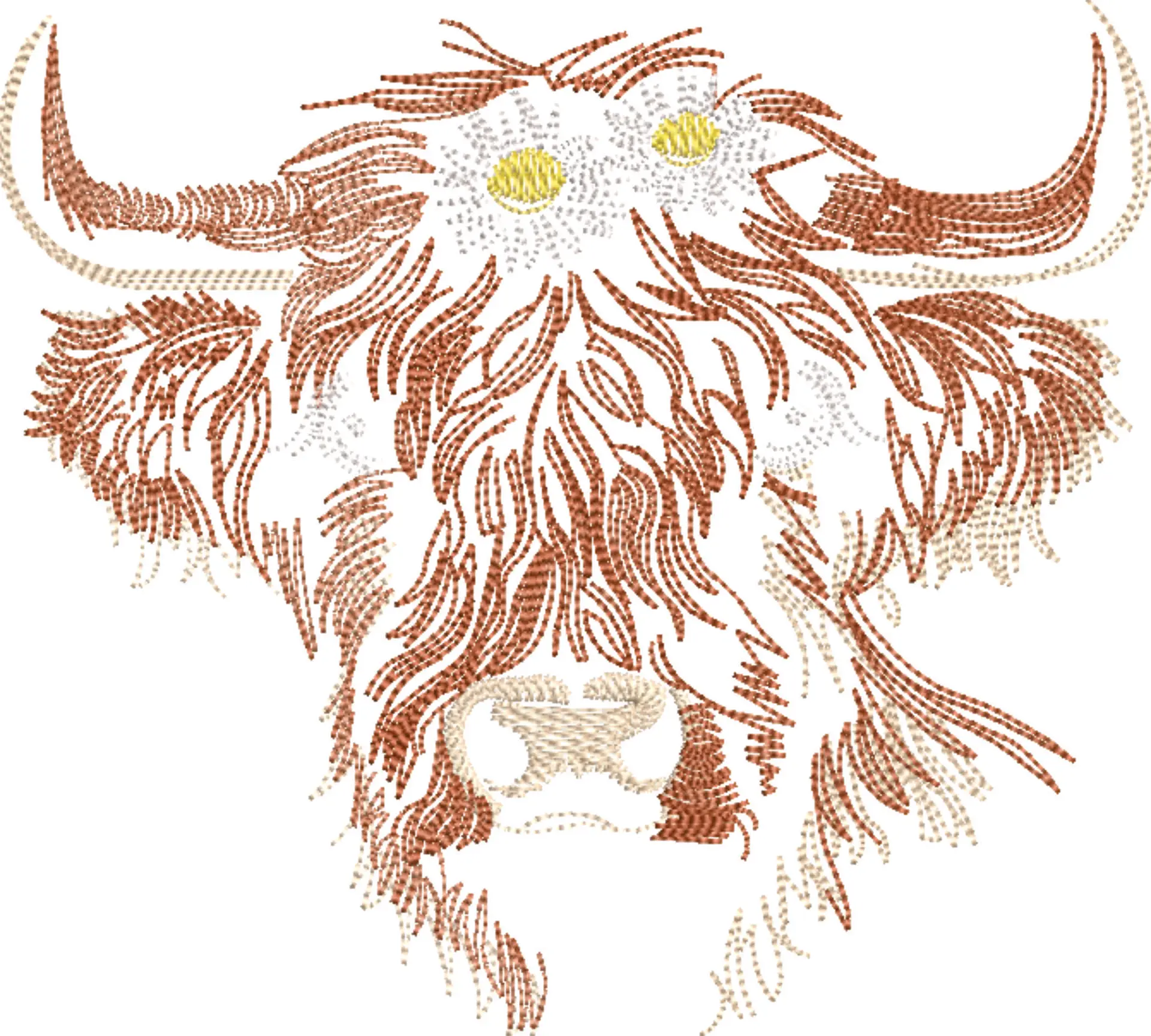 Cow Head with Flower - Cow embroidery designs - embroidery file - instant download — view 4