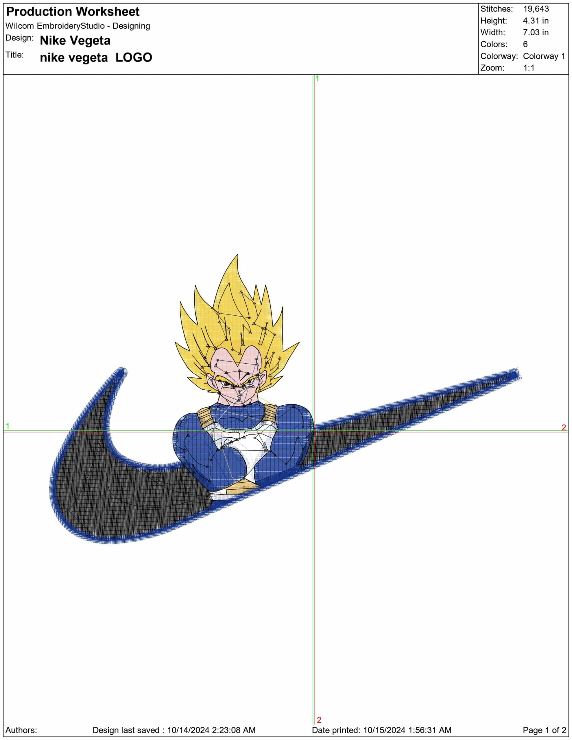 Nike Vegeta - Anime embroidery design - embroidery file - instant download — view 2