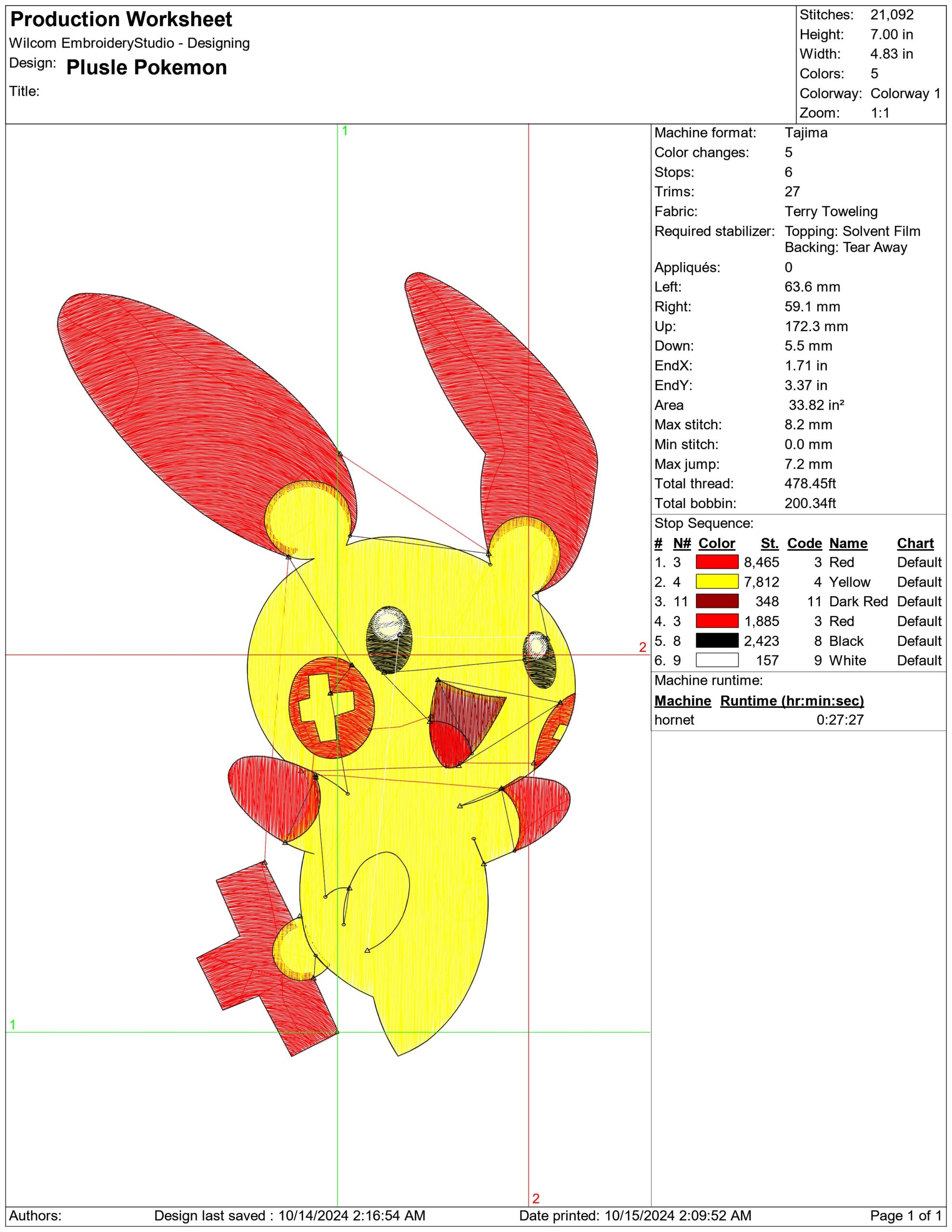 Plusle Pokemon - Anime embroidery design - embroidery file - instant download — view 2
