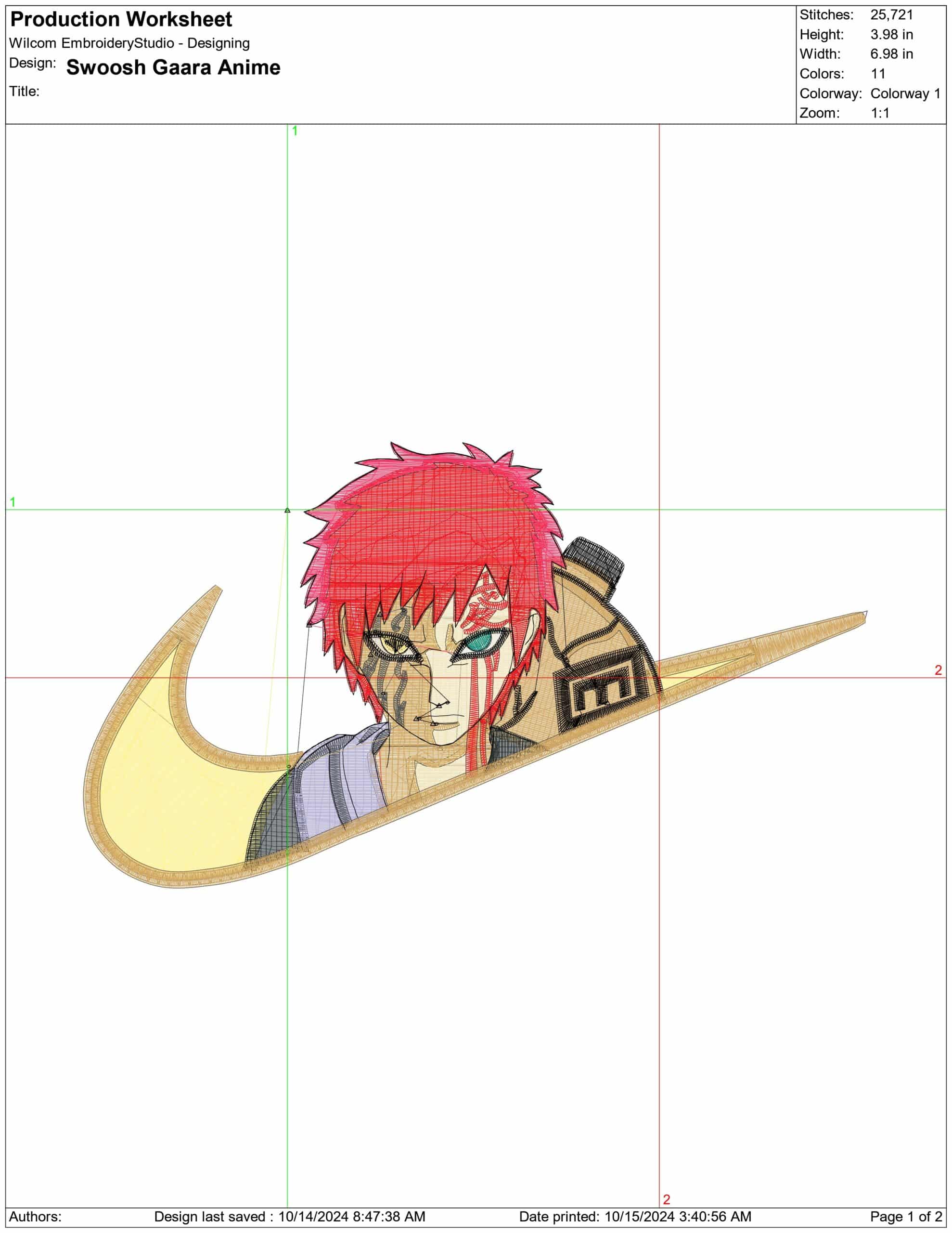 Gaara Anime - Anime embroidery design - embroidery file - instant download — view 2