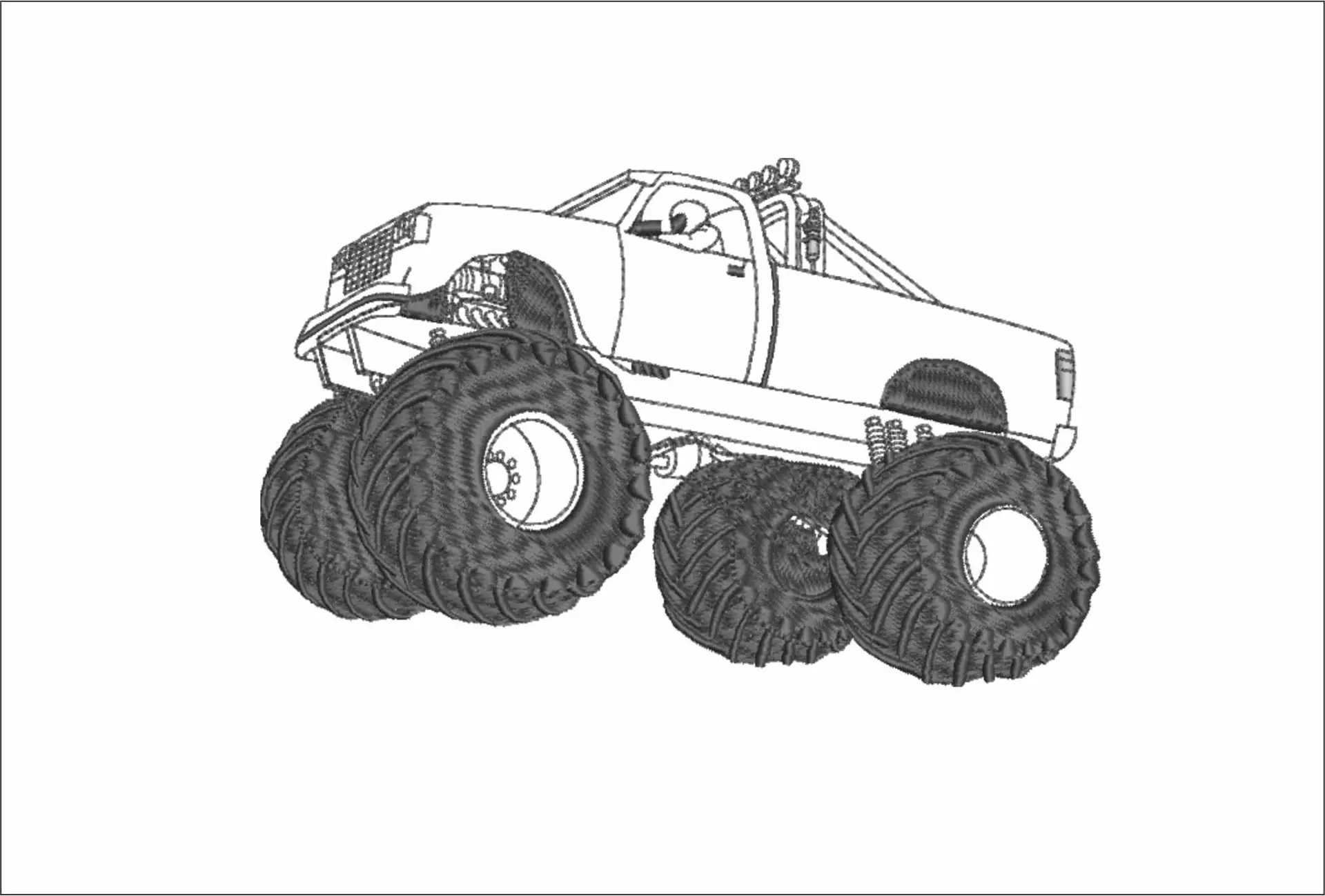 Monster Truck Jump embroidery design -  Car embroidery design machine pattern - Car embroidery file - instant download