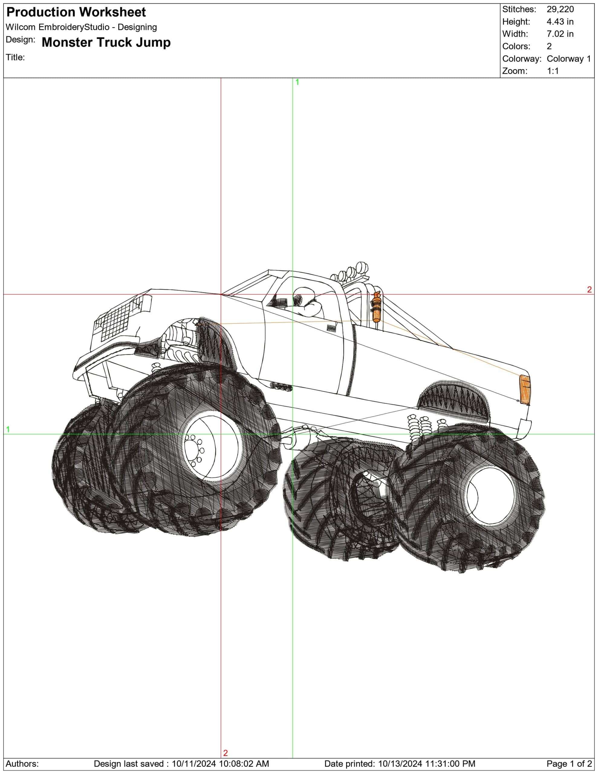 Monster Truck Jump embroidery design -  Car embroidery design machine pattern - Car embroidery file - instant download — view 2