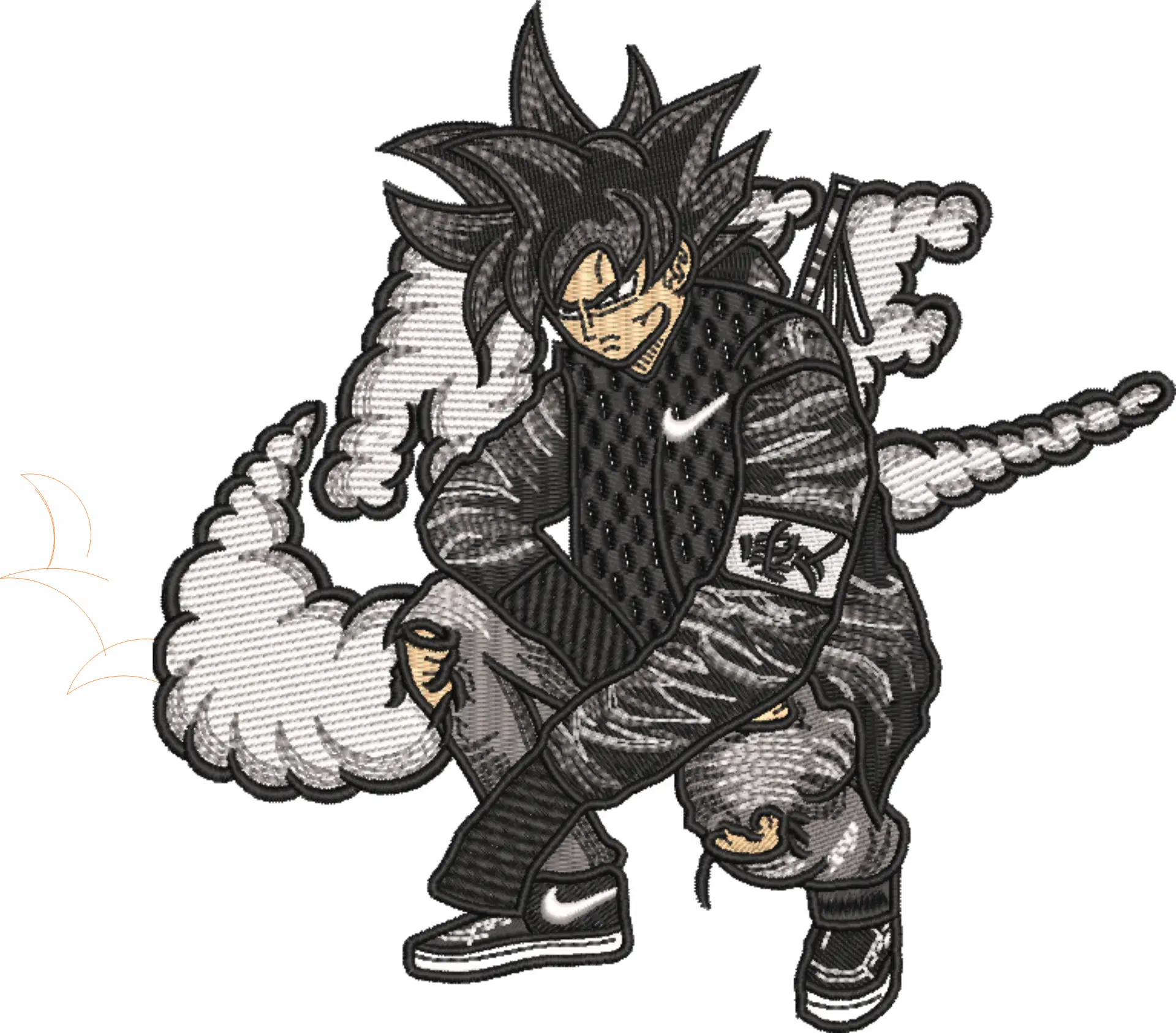 Nike Swoosh Goku Smoke Dragon Ballz - Anime embroidery design - embroidery file - instant download — view 4
