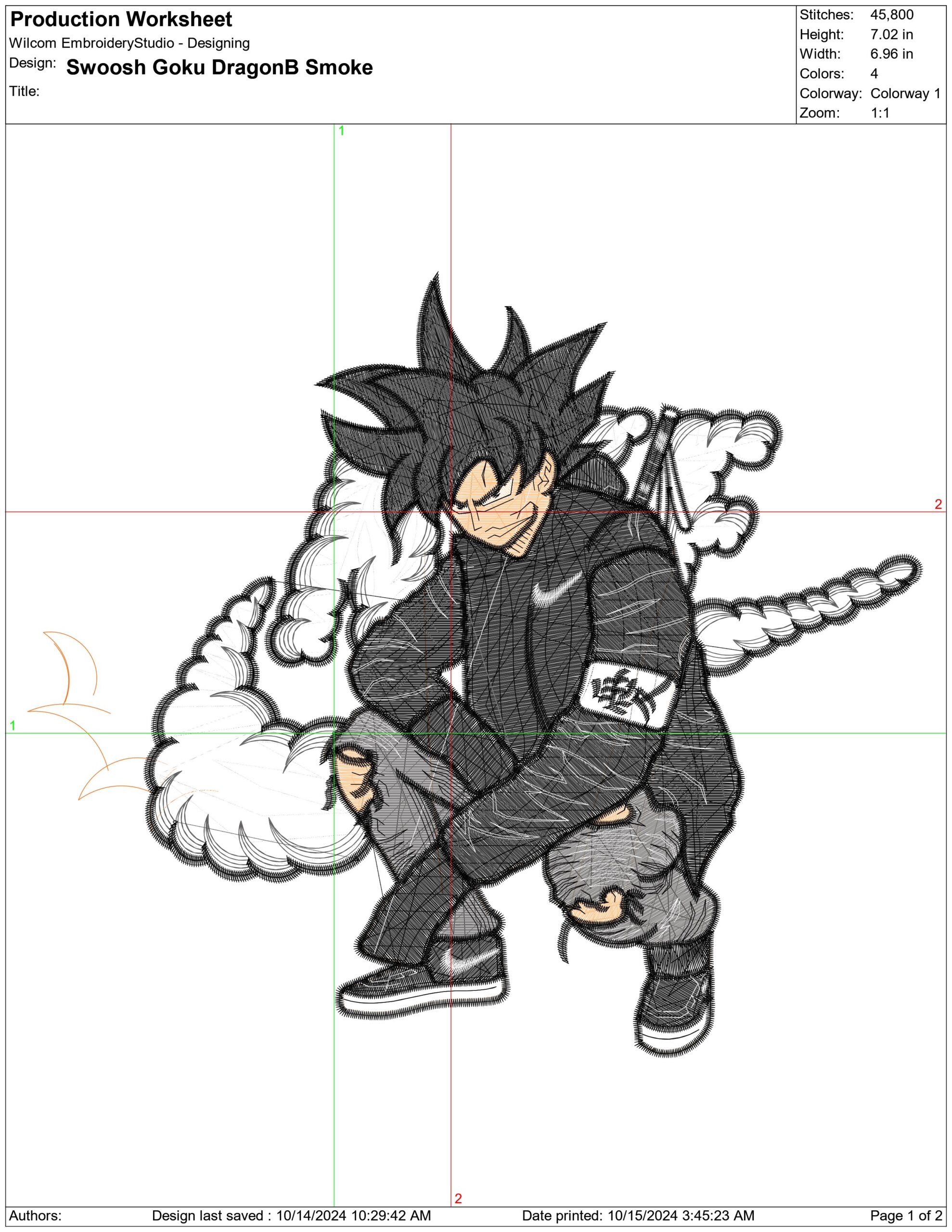 Nike Swoosh Goku Smoke Dragon Ballz - Anime embroidery design - embroidery file - instant download — view 2