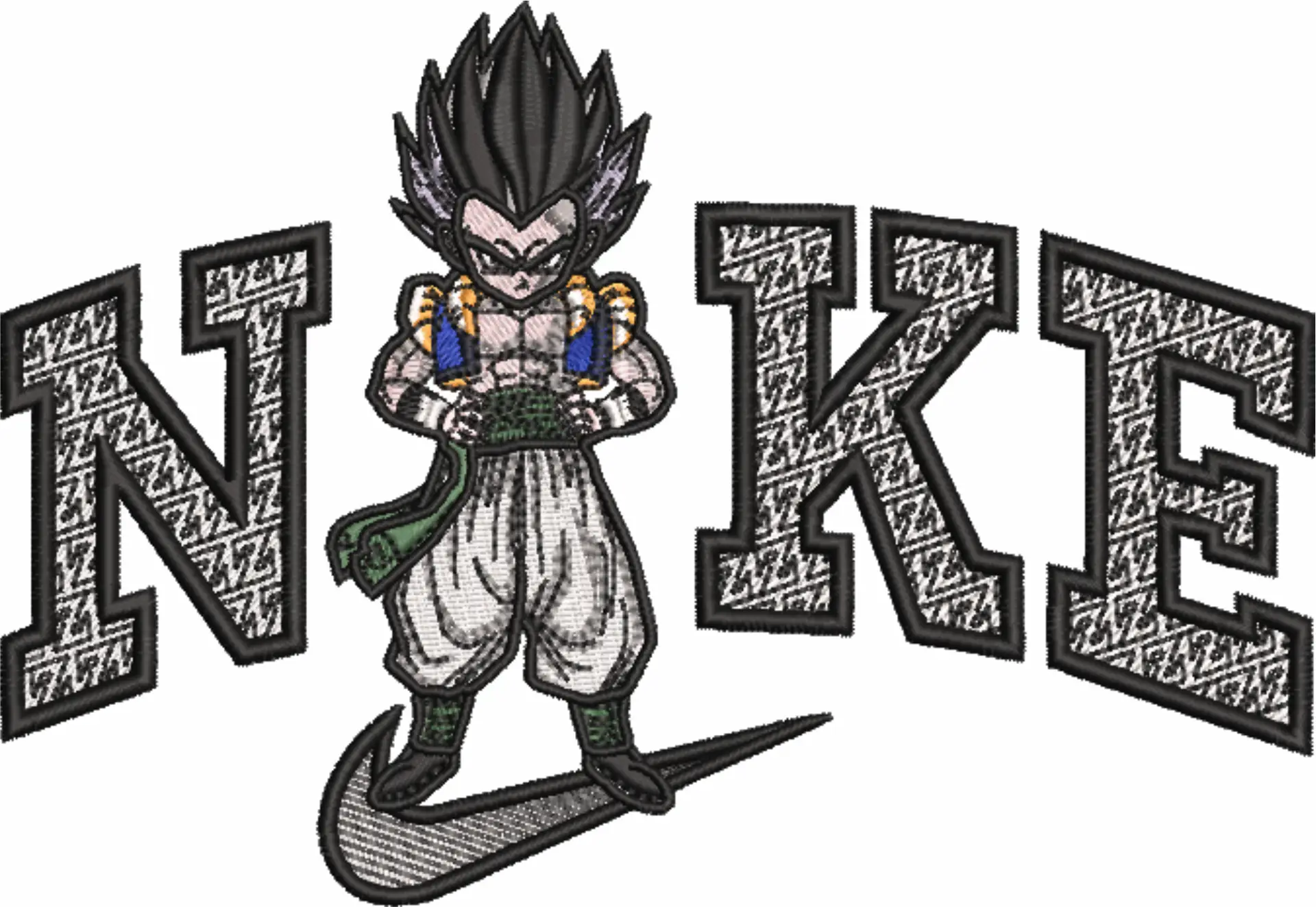 Nike Swoosh Goku Kid Dragon Ballz - Anime embroidery design - embroidery file - instant download — view 4