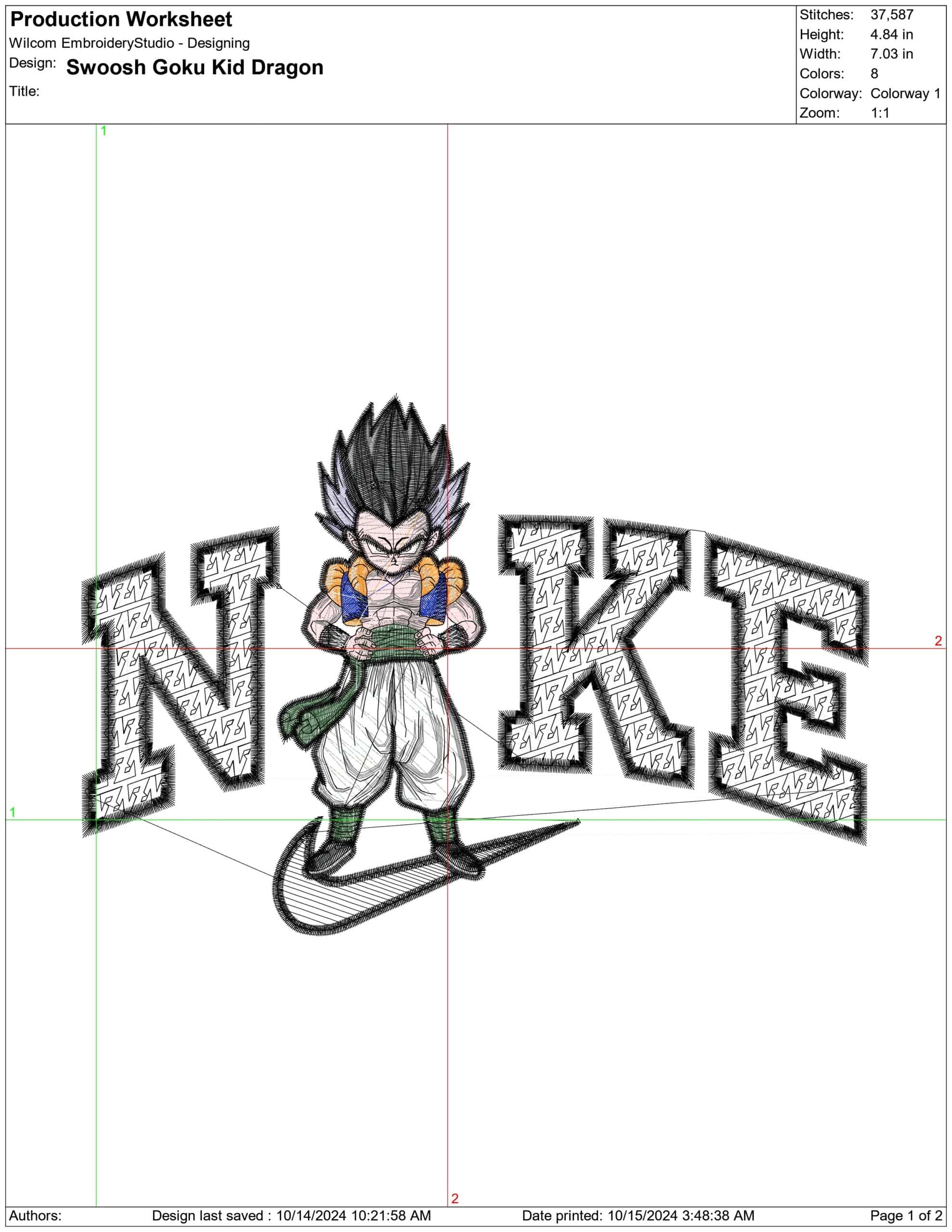 Nike Swoosh Goku Kid Dragon Ballz - Anime embroidery design - embroidery file - instant download — view 2