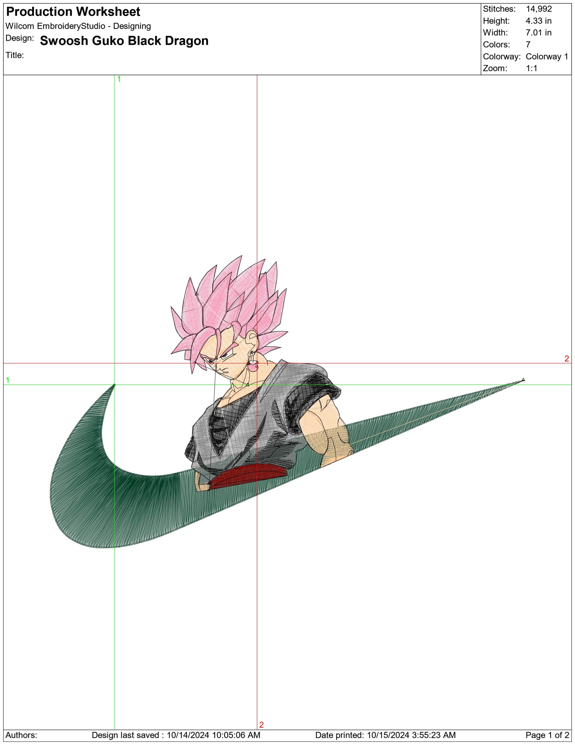 Nike Swoosh Guko Black Dragon Ballz - Anime embroidery design - embroidery file - instant download — view 2