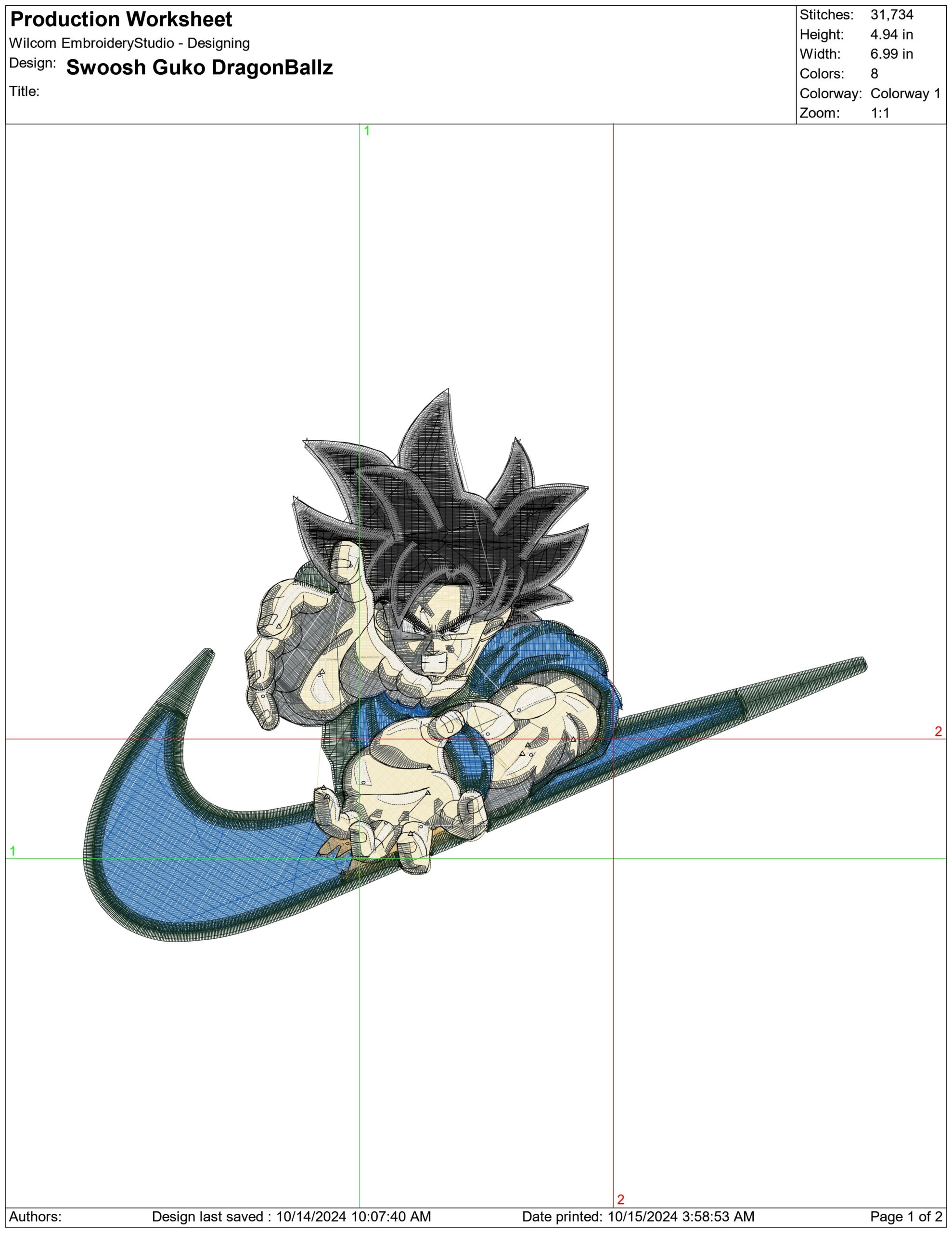 Nike Swoosh Guko Fire Dragon Ballz - Anime embroidery design - embroidery file - instant download — view 2