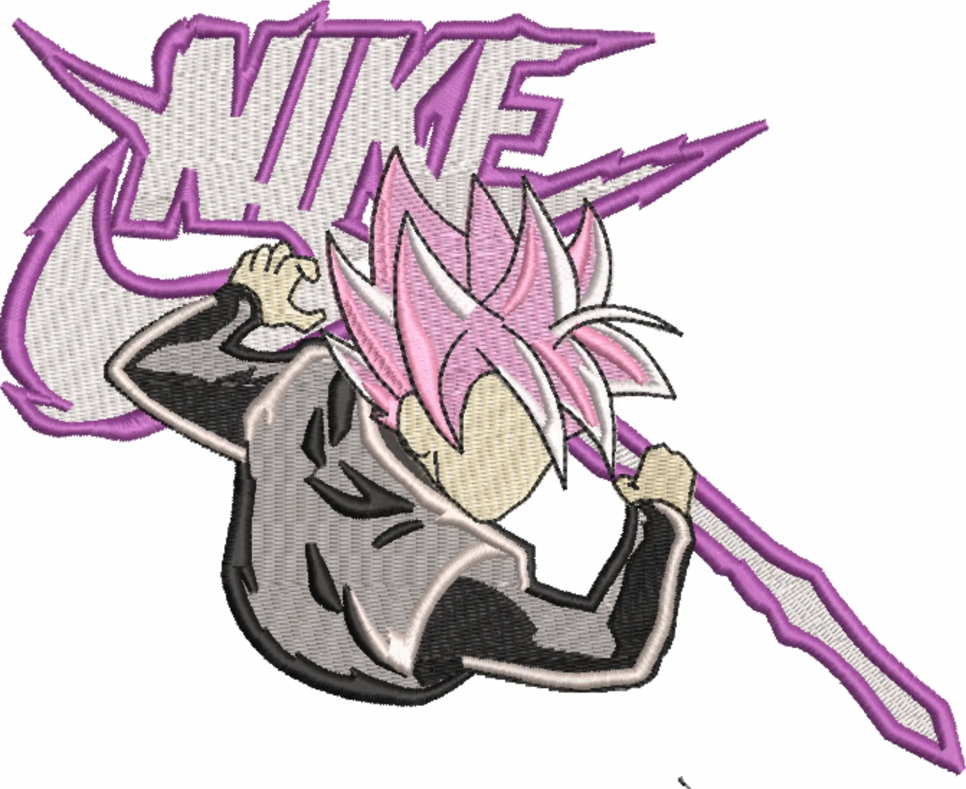 Nike Swoosh Goku Lightning - Anime embroidery design - embroidery file - instant download — view 4