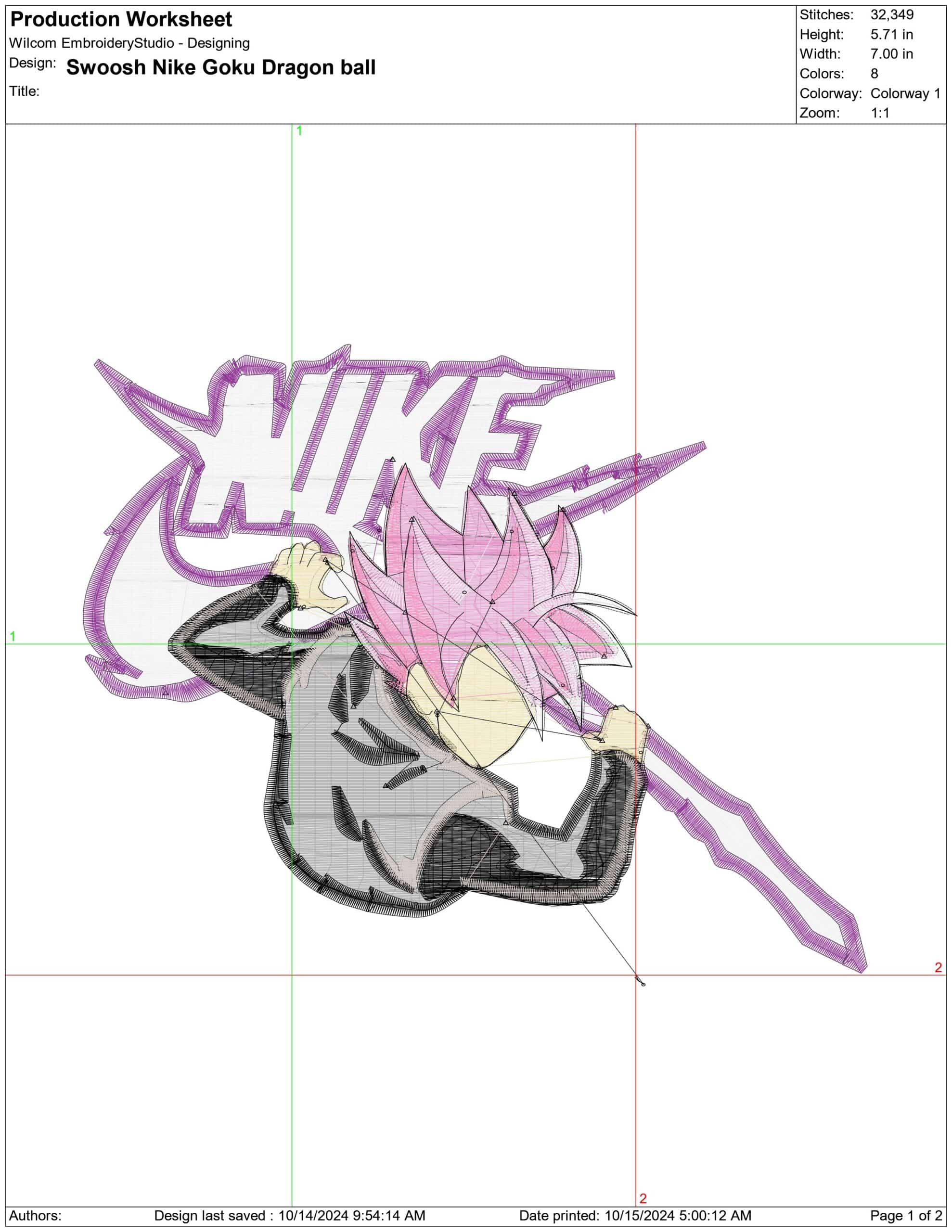 Nike Swoosh Goku Lightning - Anime embroidery design - embroidery file - instant download — view 2