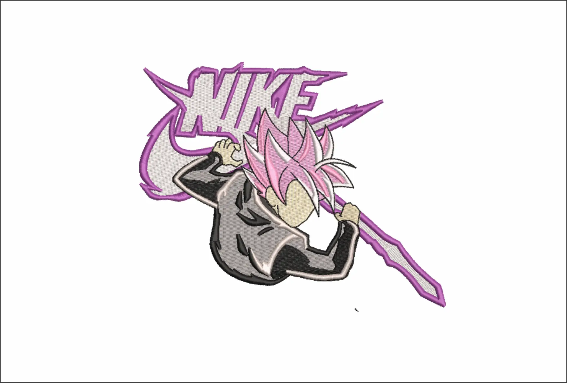 Nike Swoosh Goku Lightning - Anime embroidery design - embroidery file - instant download