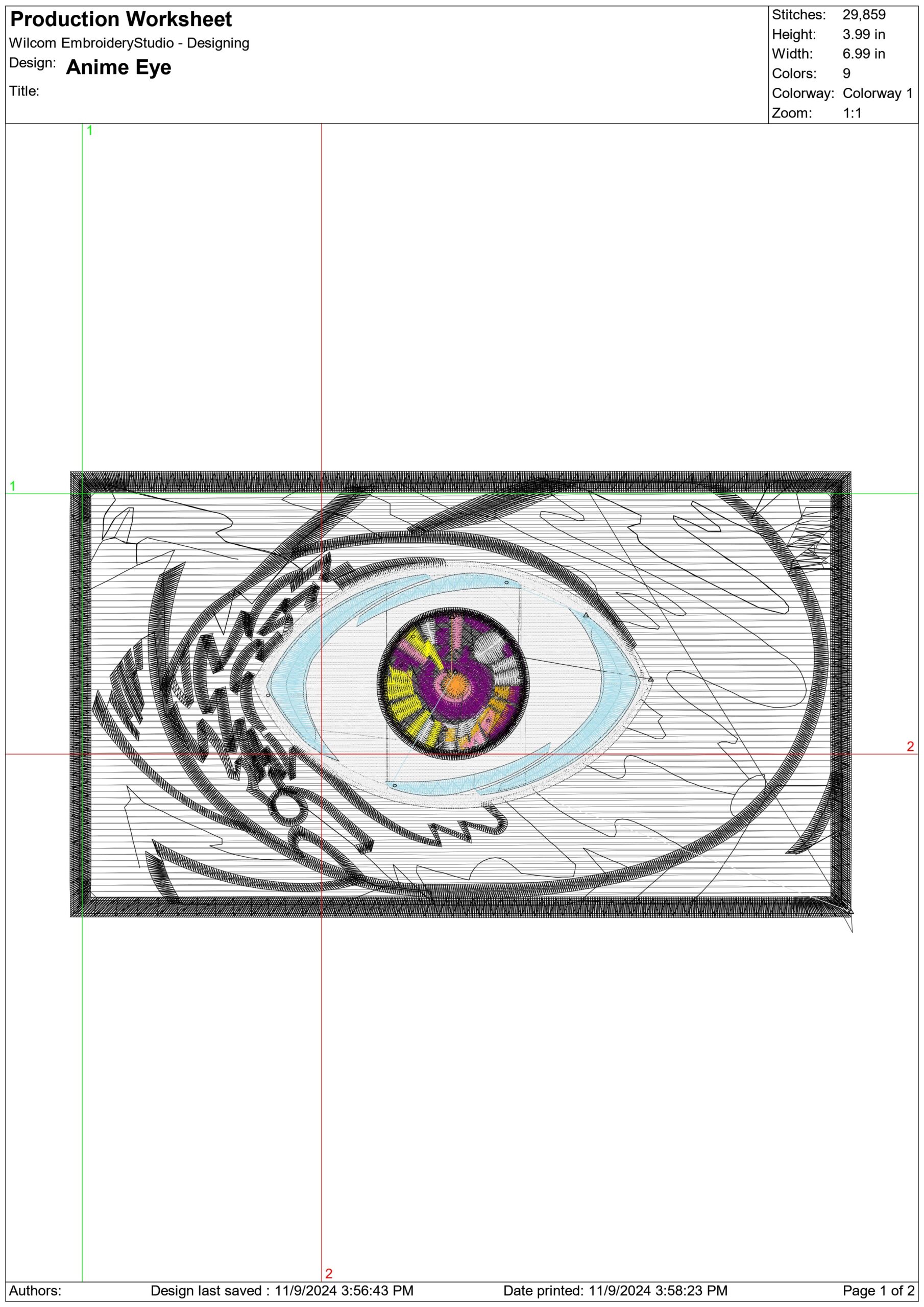 Anime Eye - Anime embroidery design - embroidery file - instant download — view 2
