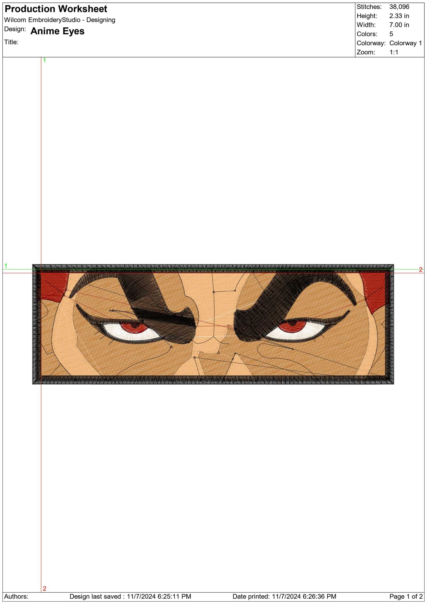 Anime Eyes - Anime embroidery design - embroidery file - instant download — view 2